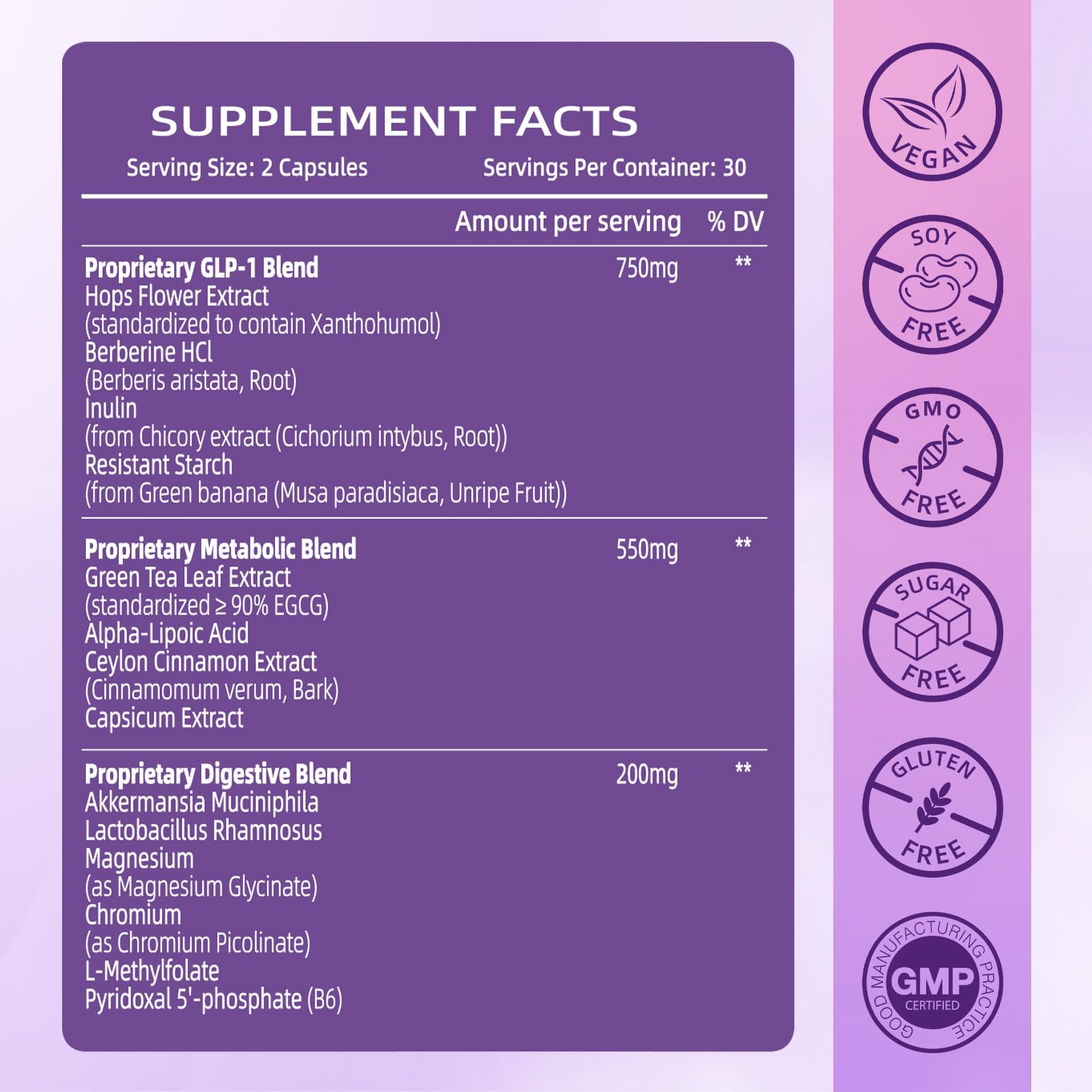 Ecliptron Probiotics Natural Support GLP-1 68g product details