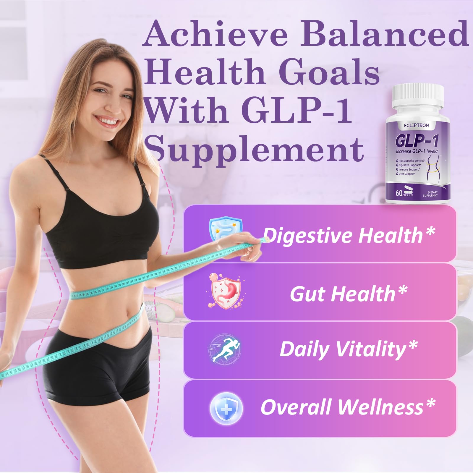 Ecliptron Probiotics Natural Support GLP-1 68g side view