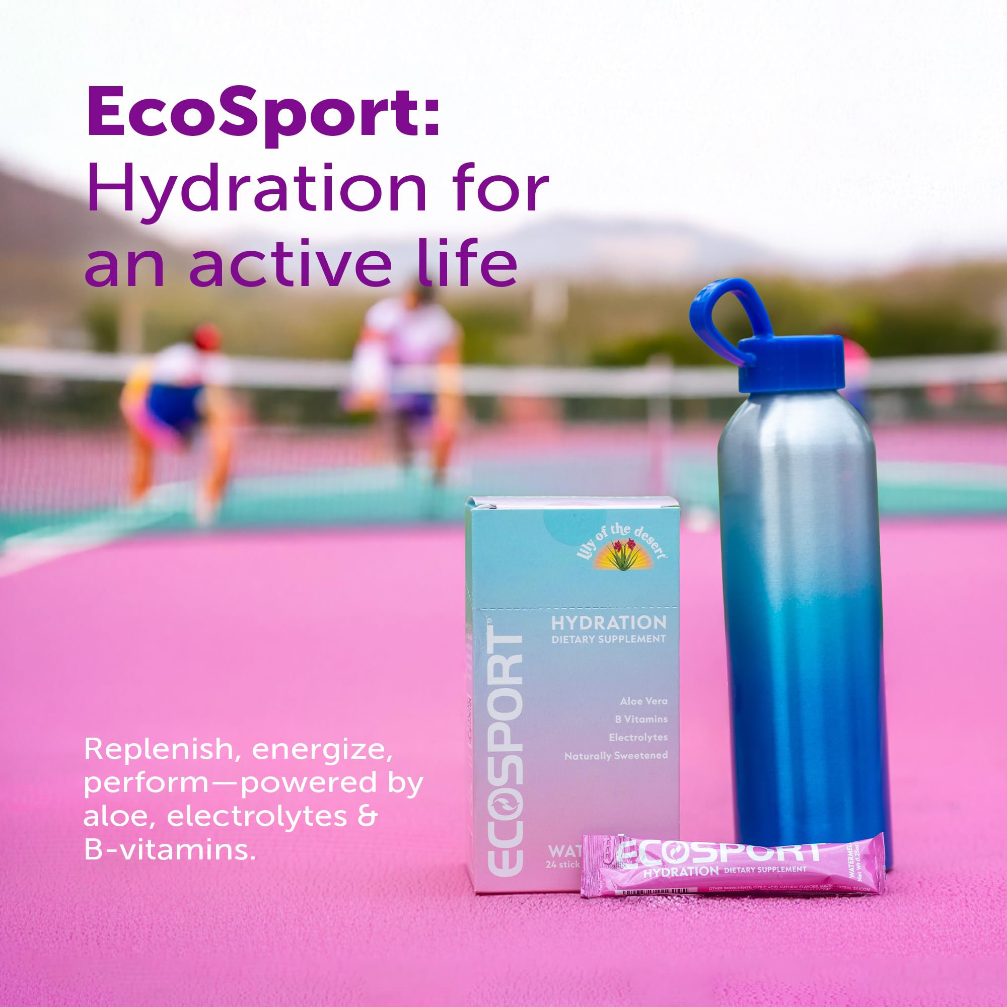 Eco Drink Watermelon Energy Drink Powder mixed in a glass