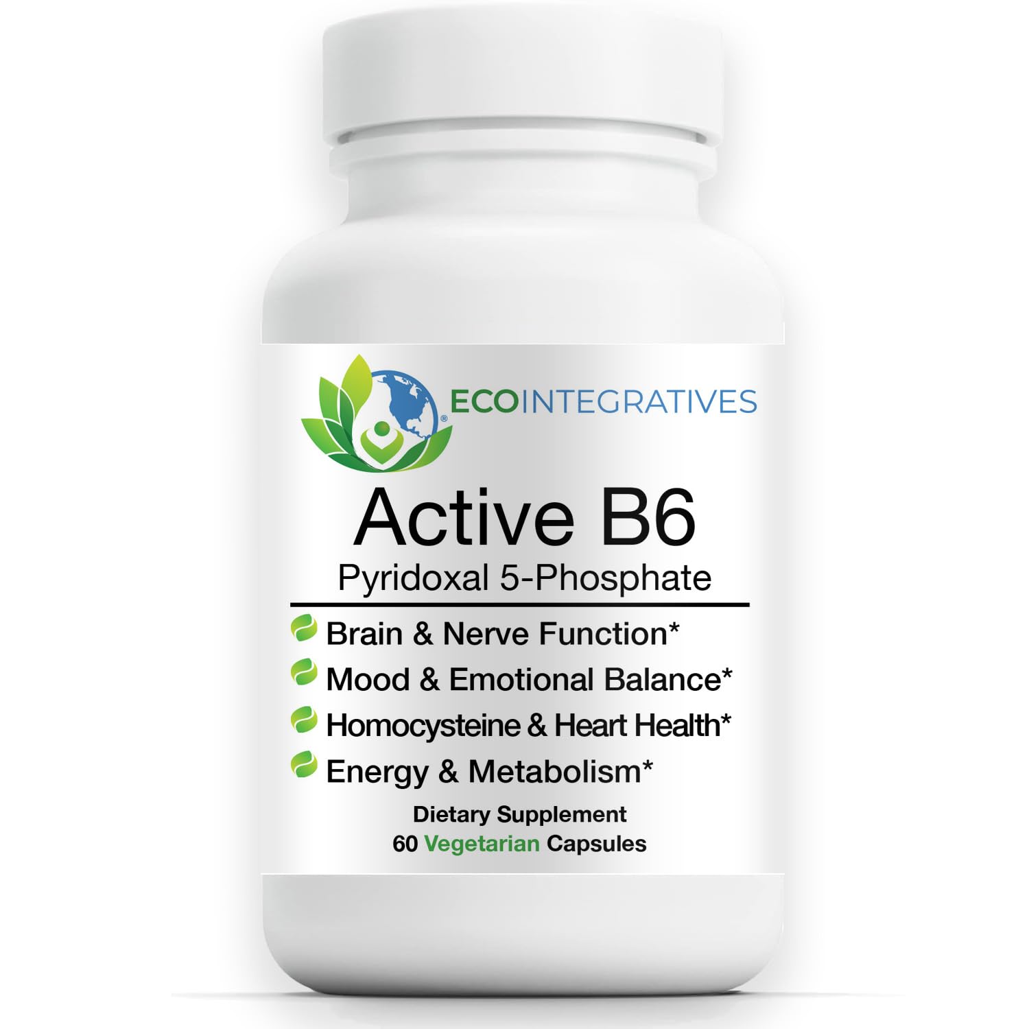 EcoIntegratives B6 (Pyridoxal Phosphate) 33.8mg 90 Capsules front view