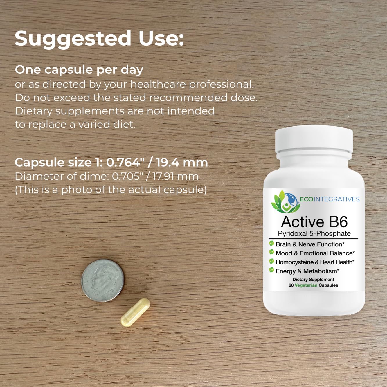 EcoIntegratives B6 (Pyridoxal Phosphate) 33.8mg capsule close-up