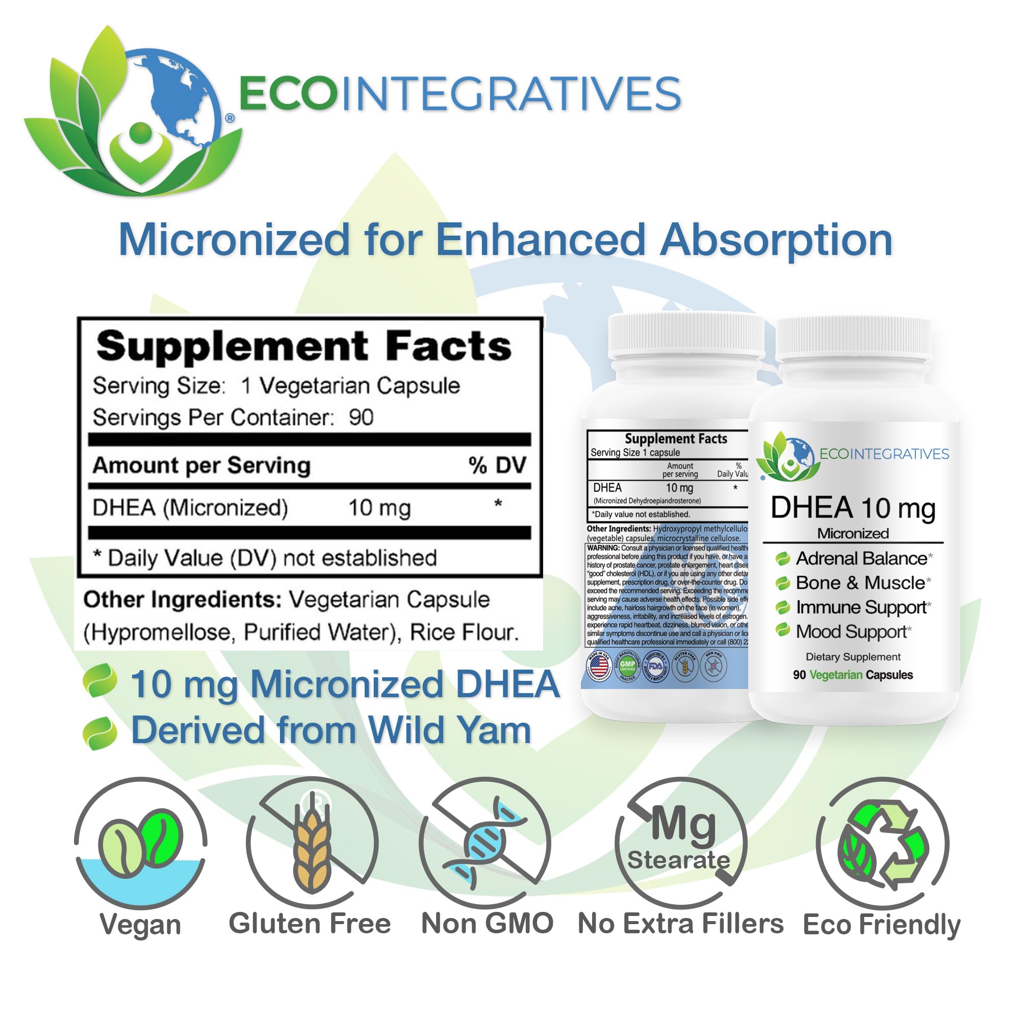 EcoIntegratives DHEA 10 mg Micronized Supplement side view
