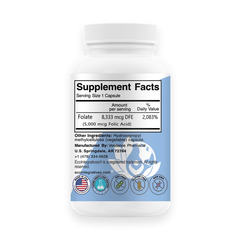 EcoIntegratives Folate Supplement 8,333 mcg back view