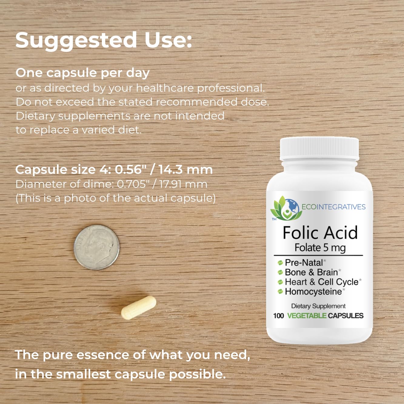 EcoIntegratives Folate Supplement 8,333 mcg side view