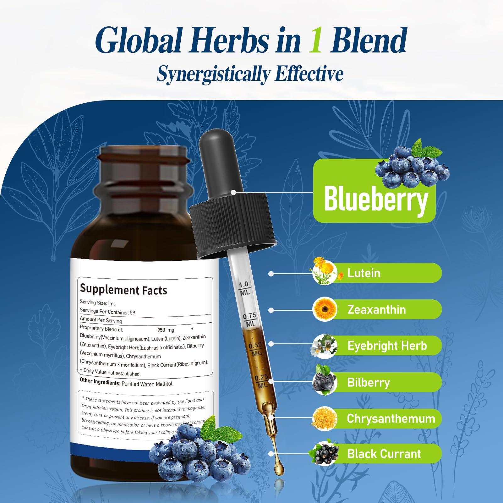 ECOLINIA Blueberry Herbal Drops 30ml in lifestyle setting