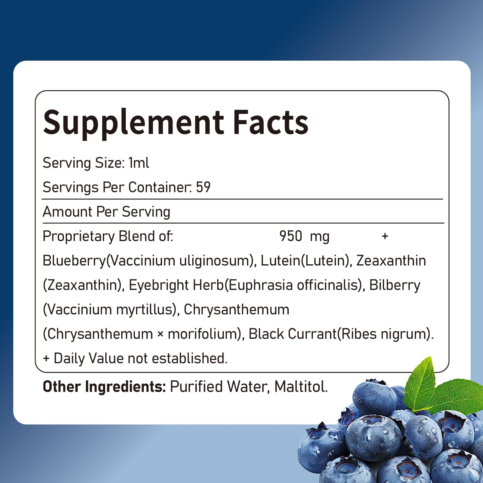 ECOLINIA Blueberry Herbal Drops 30ml on wooden table
