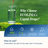 ECOLINIA Blueberry Herbal Drops 30ml with glass of water