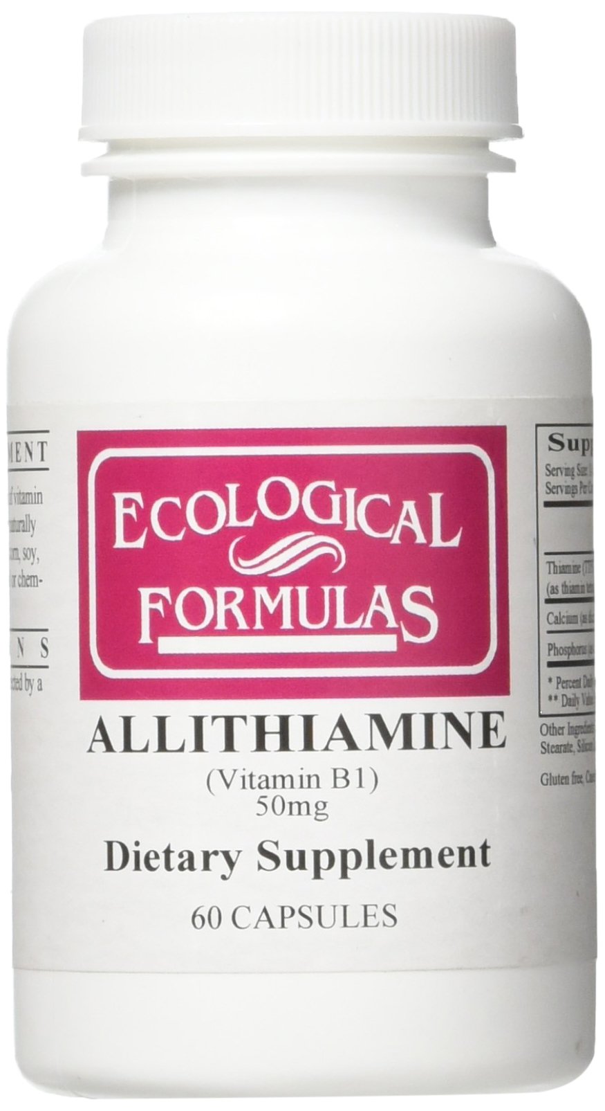Ecological Formulas B1 (Thiamine) 50mg 60 capsules front view