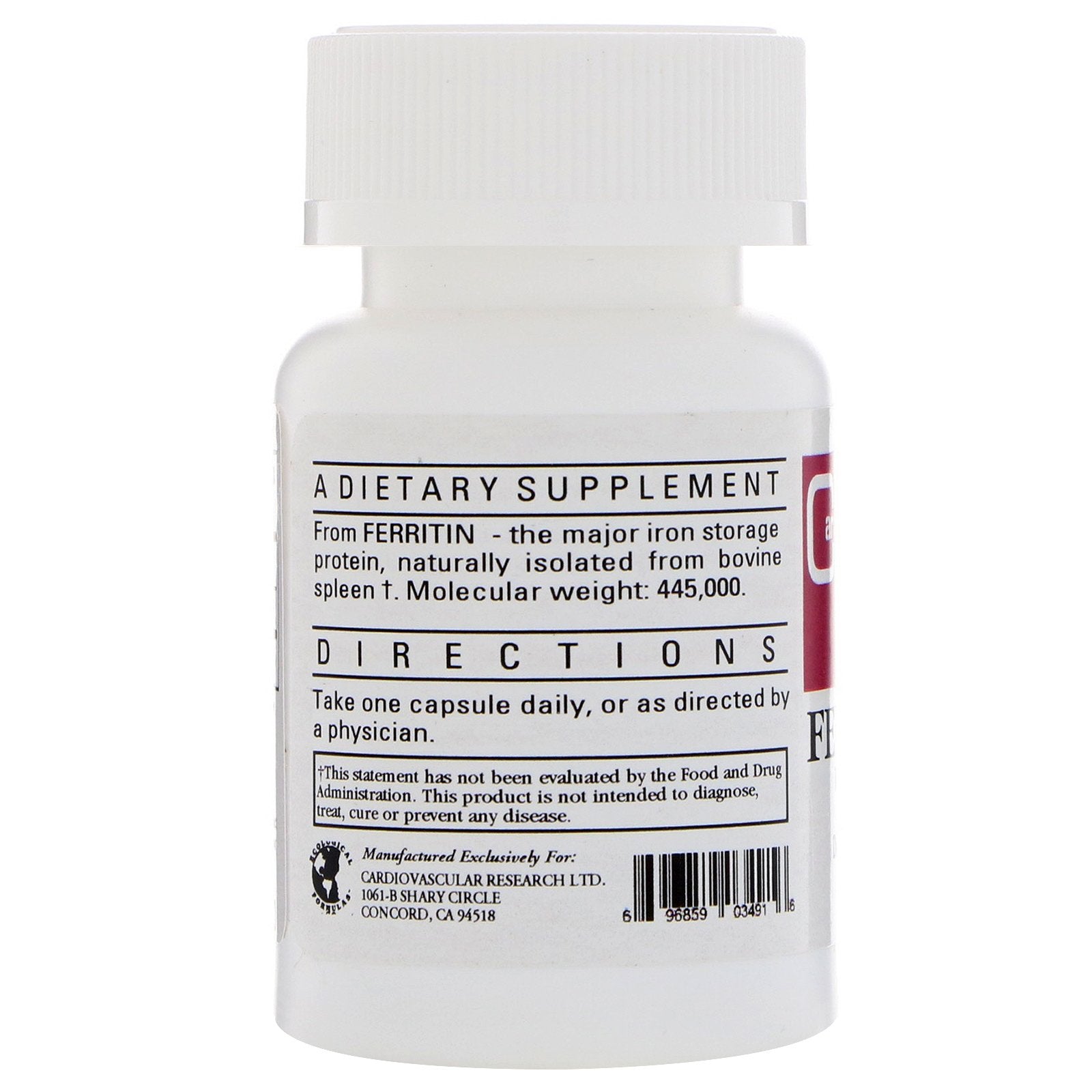 Ecological Formulas Ferritin Capsules bottle with capsules displayed