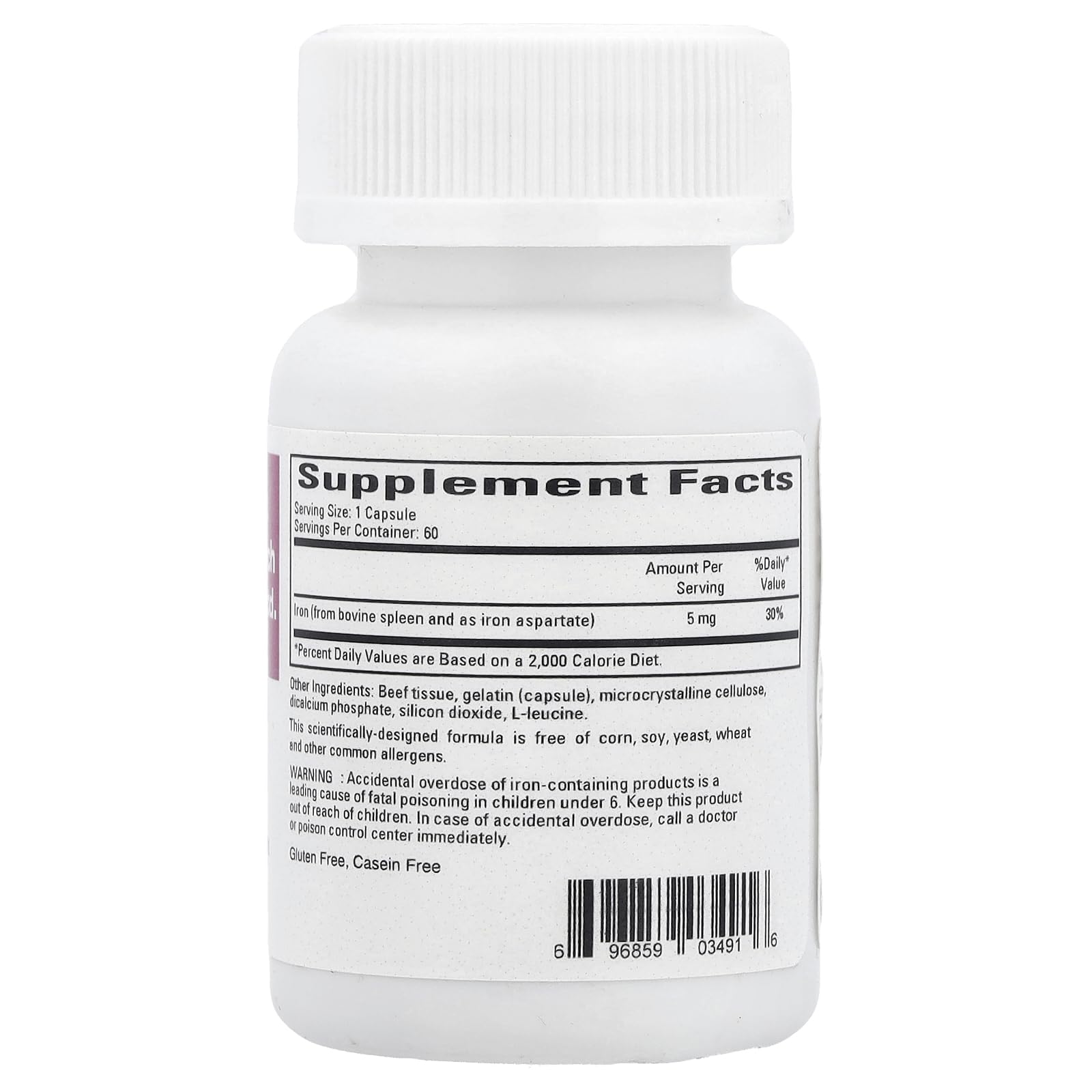 Ecological Formulas Ferritin Capsules side view showing label