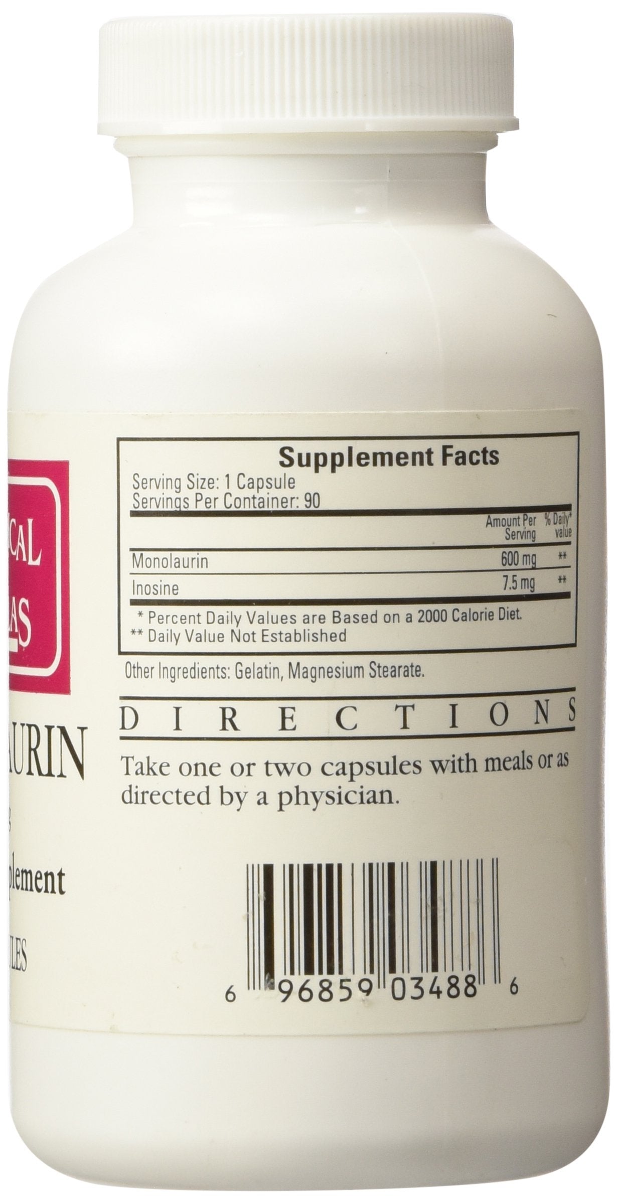 Ecological Formulas Monolaurin 600mg capsules bottle side view