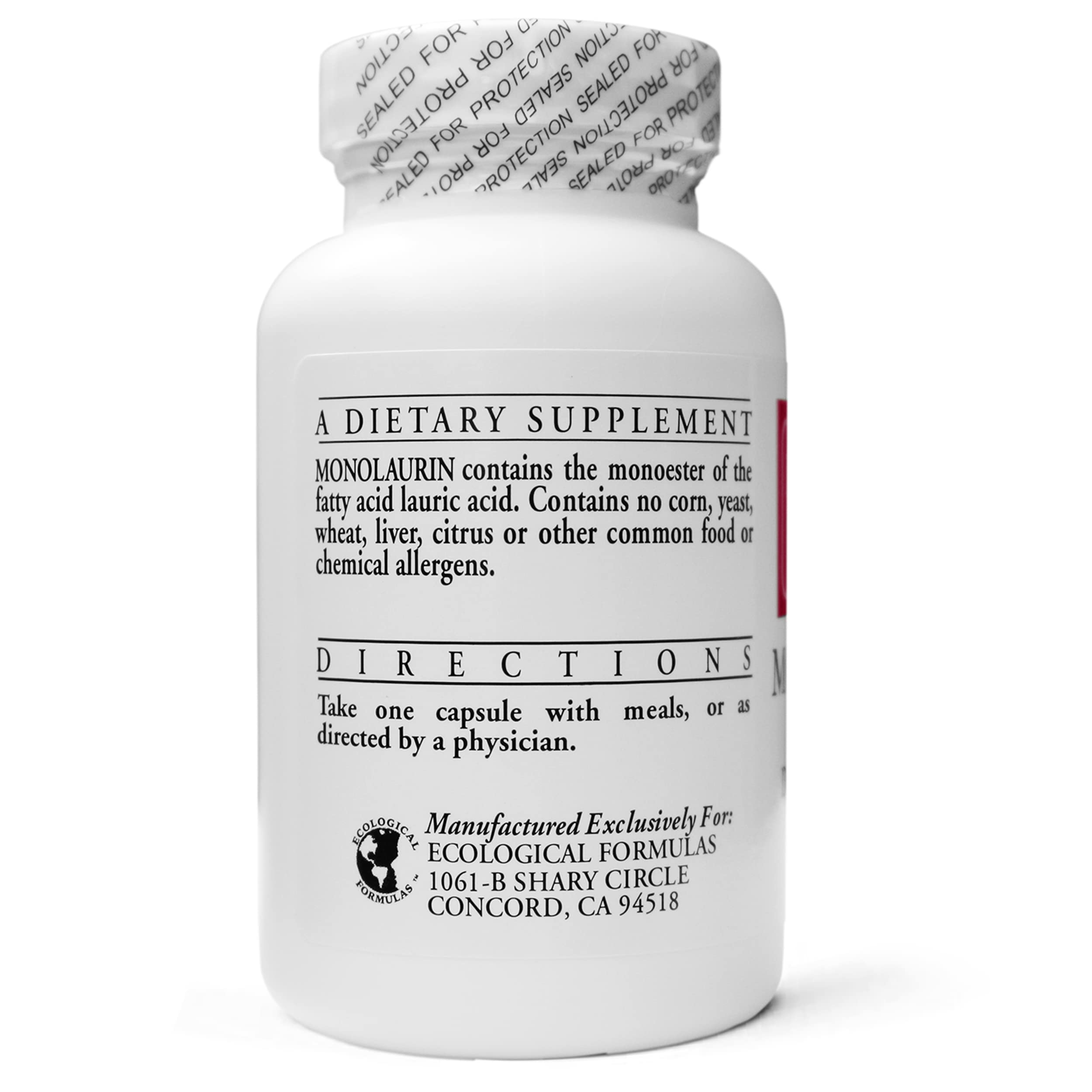 Ecological Formulas Monolaurin 600mg ingredients list