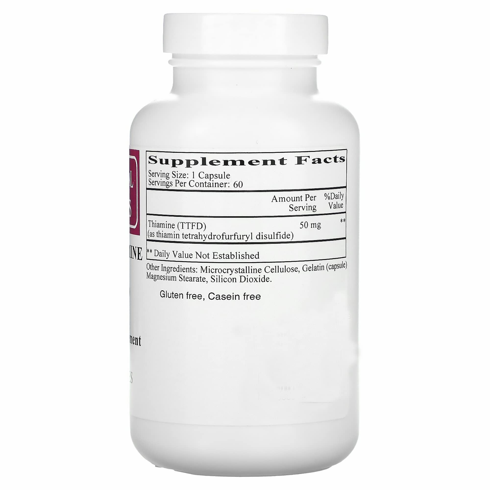 Ecological Formulas Vitamin B1 All Thiamine 50 mg 120 Capsules side view