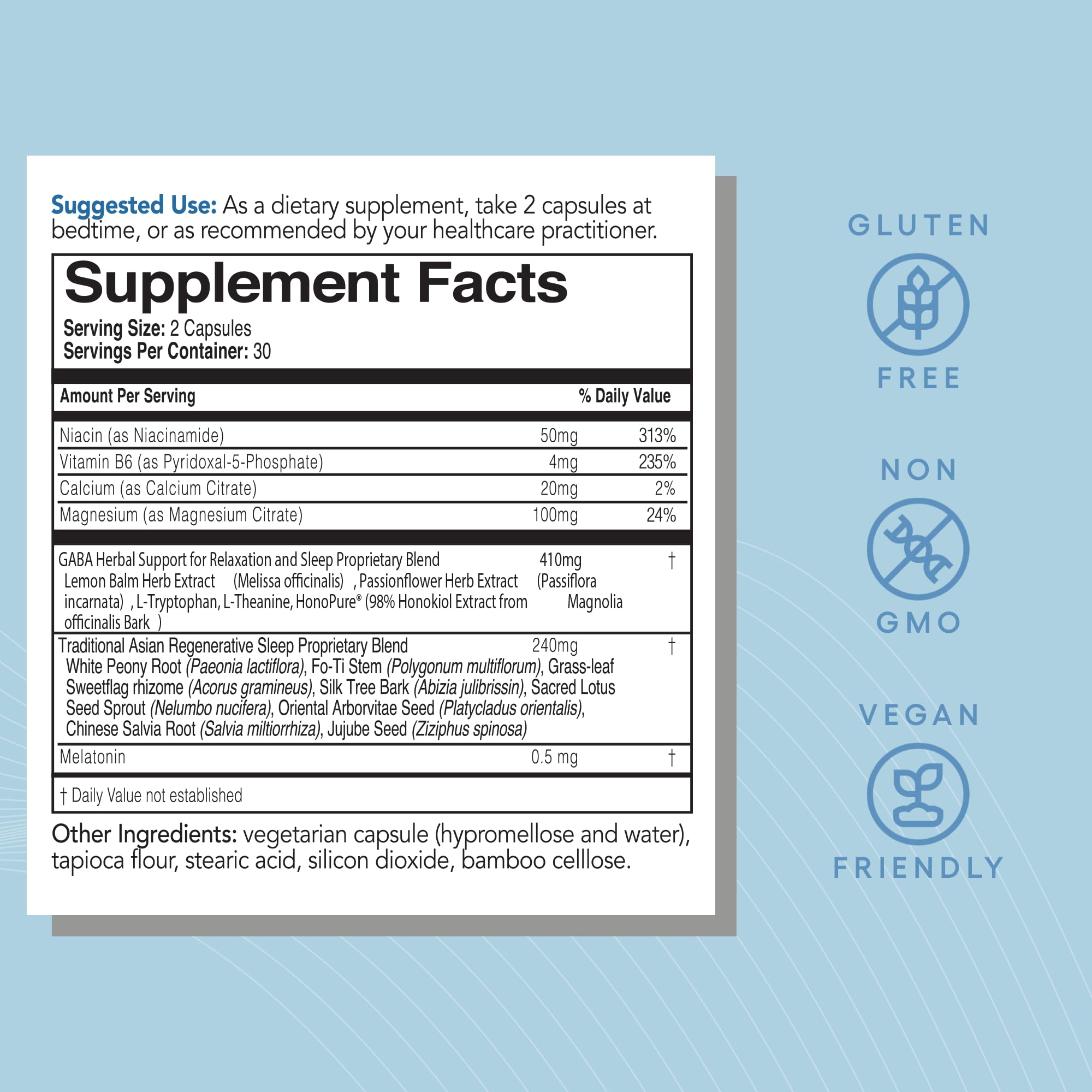 EcoNugenics ecoSleep Sleep Aid 60 Capsules with ingredients list