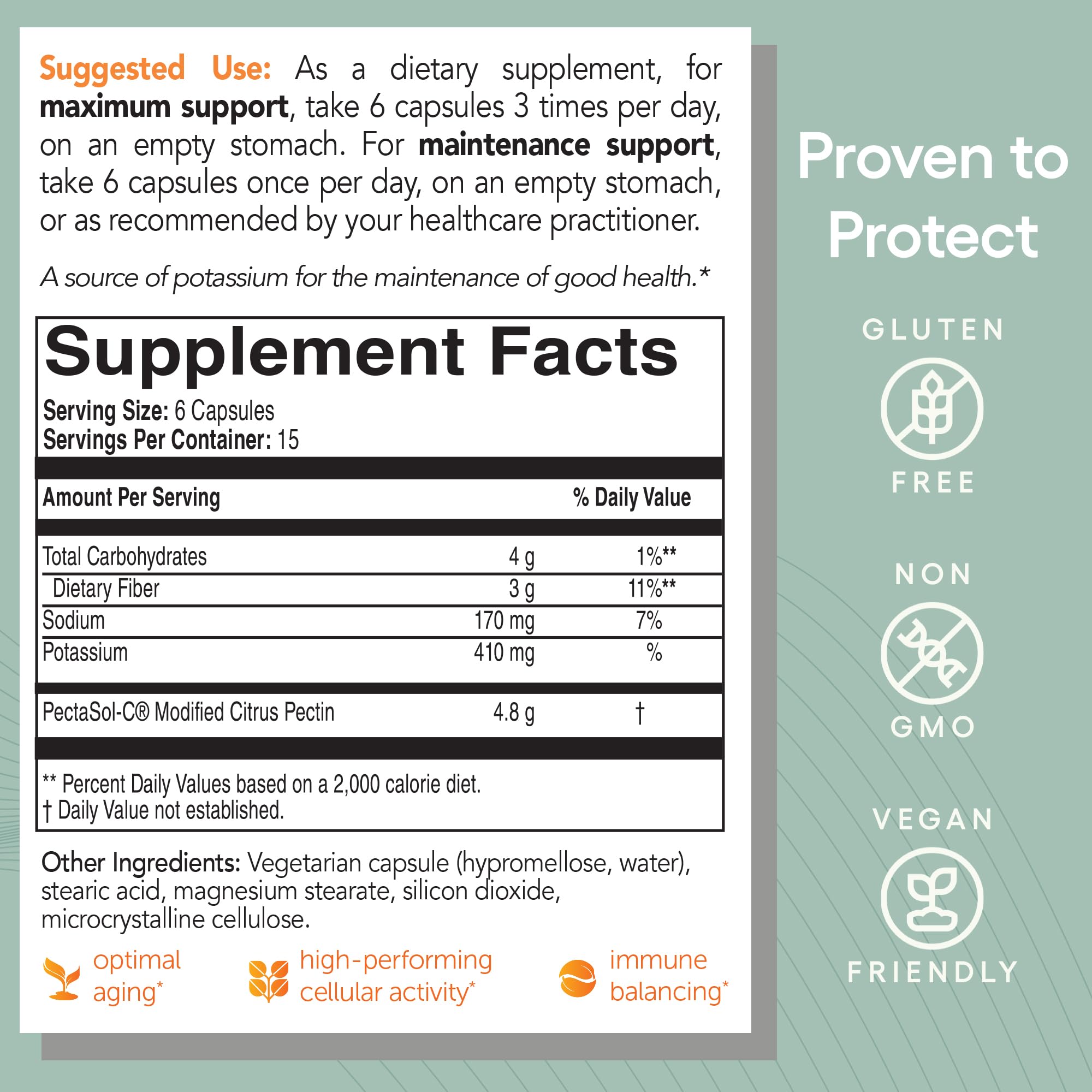 EcoNugenics PectaSol Modified Citrus Pectin 133g capsule close-up