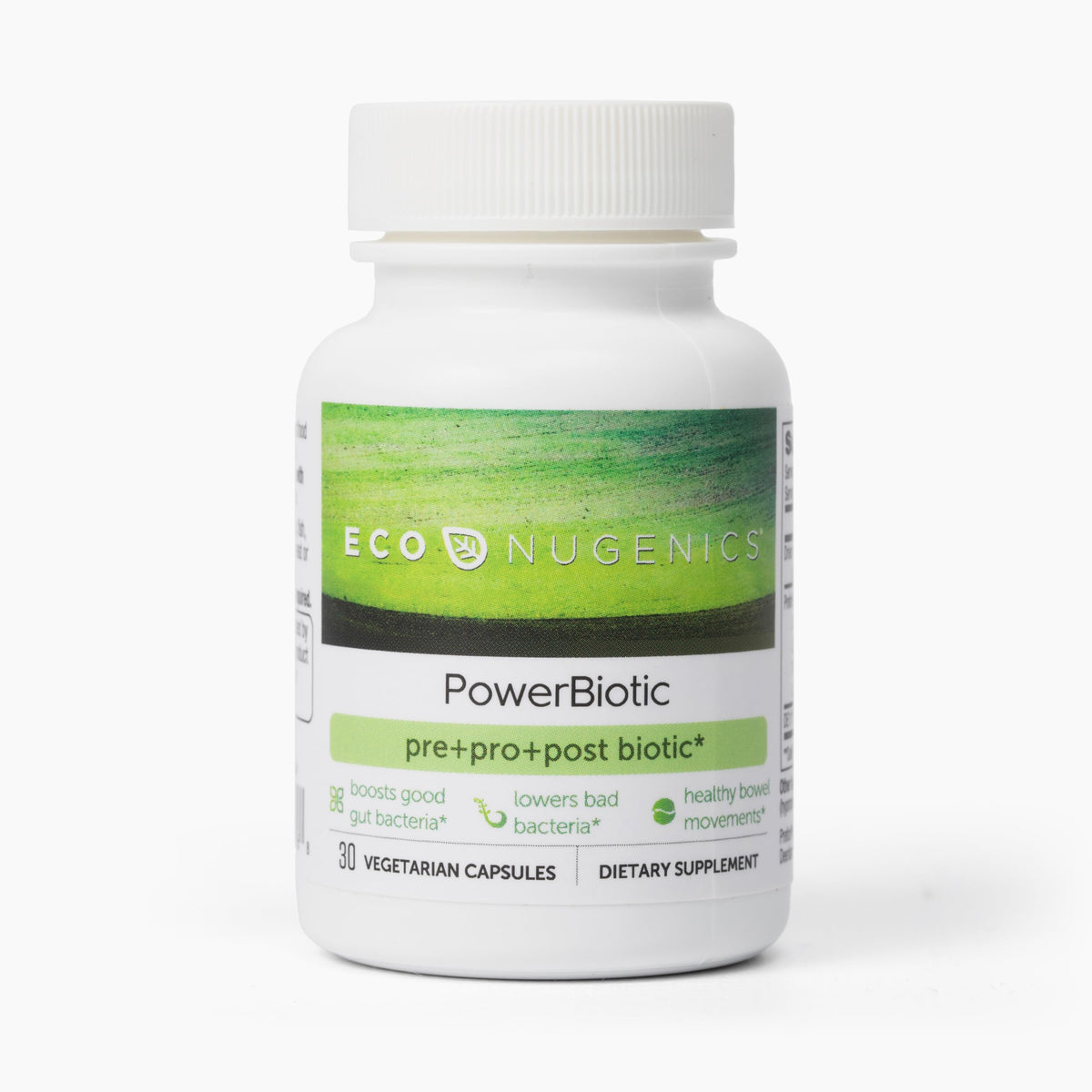 EcoNugenics PowerBiotic Prebiotic Capsules front view