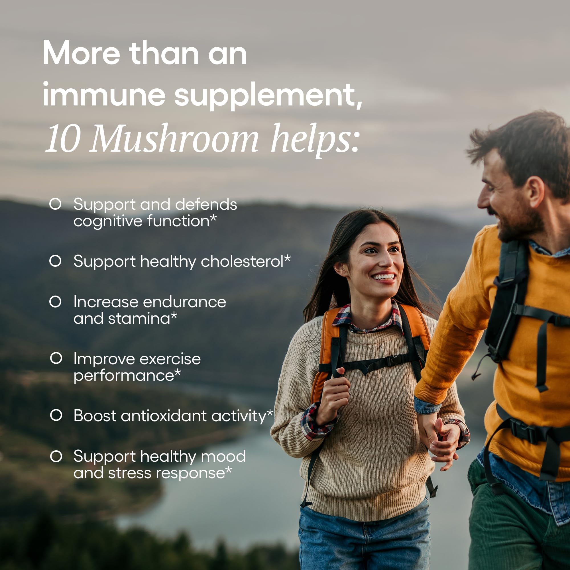 EcoNugenics Ten Mushroom Supplement back view showing nutritional information