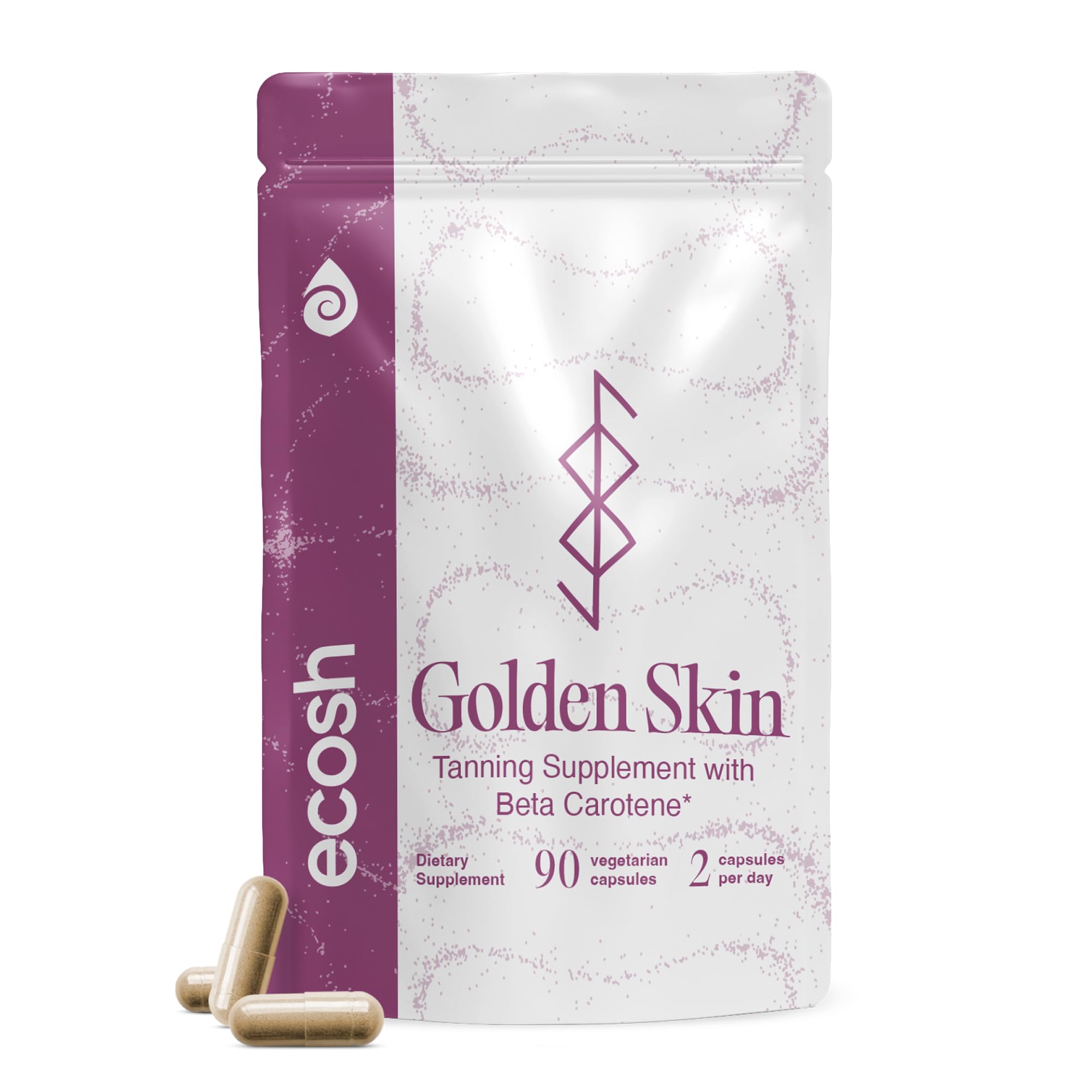 Ecosh Golden Skin Beta Carotene Supplement 60 Capsules front view