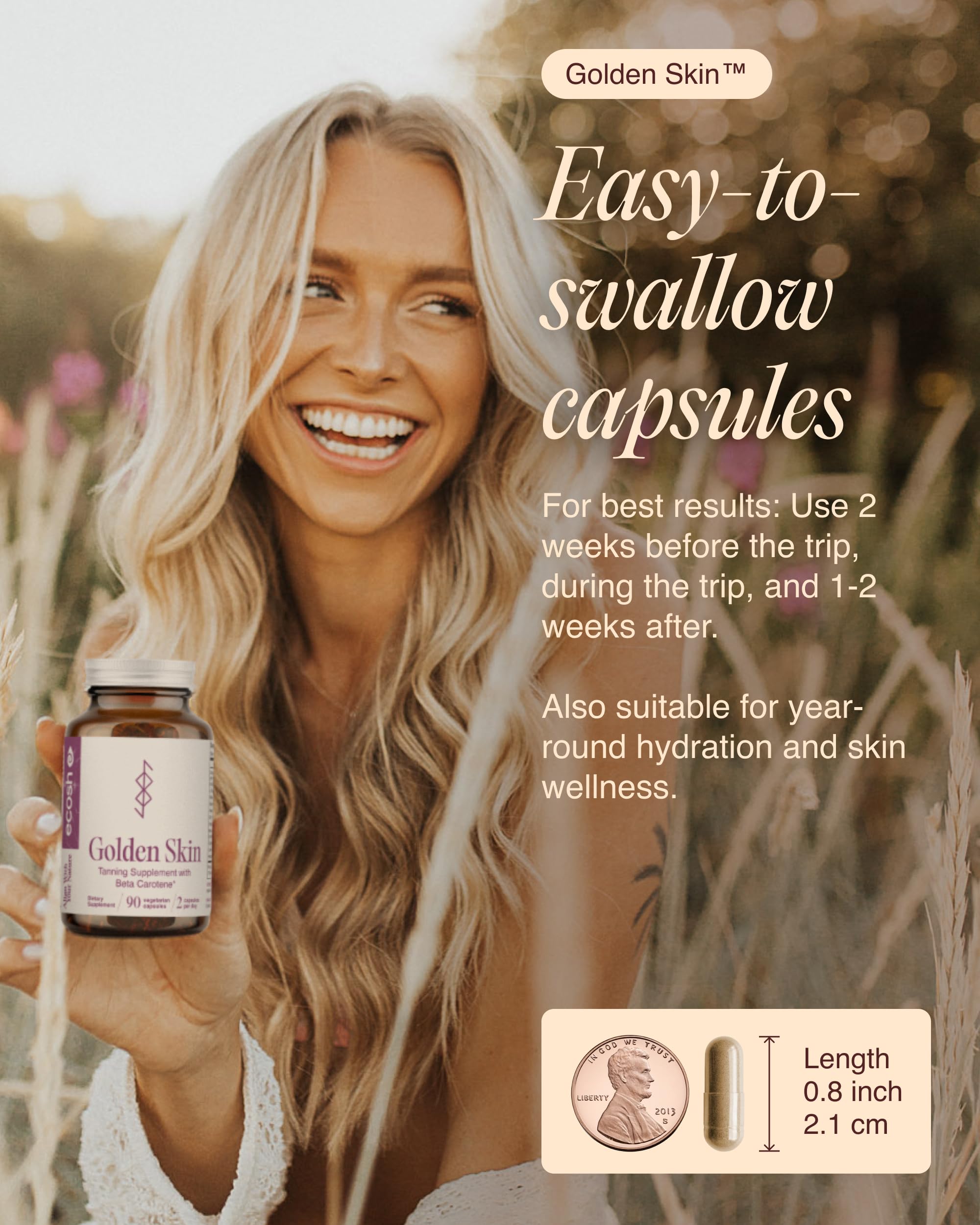 Ecosh Golden Skin capsules with fresh fruit