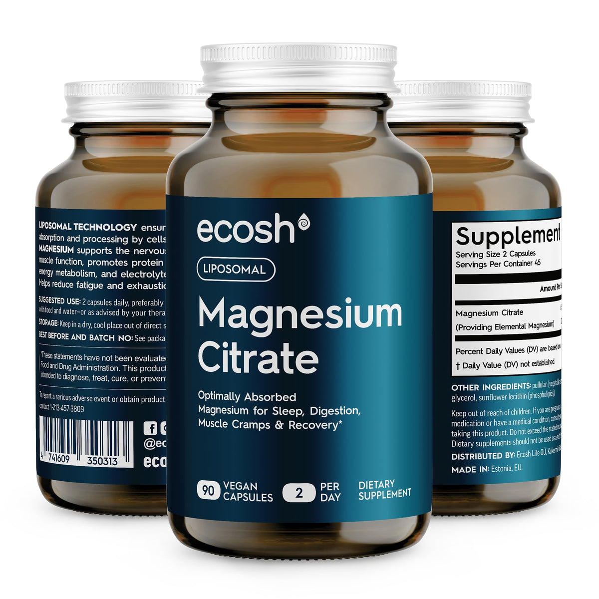 Ecosh Liposomal Magnesium Citrate Supplement front view