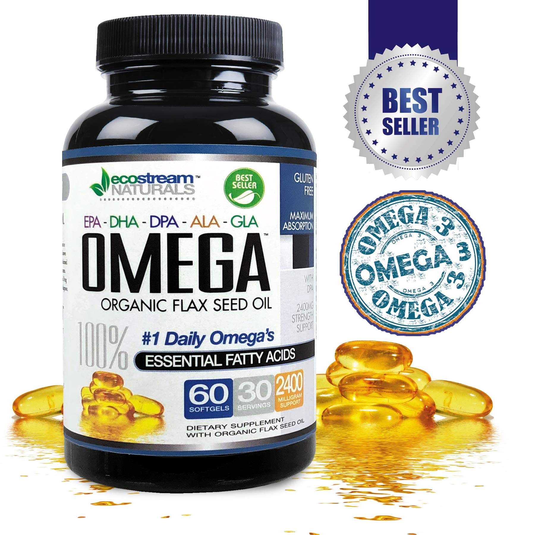 ecostream Naturals Omega 3-6-9 Blend Soft Gels close-up of soft gels