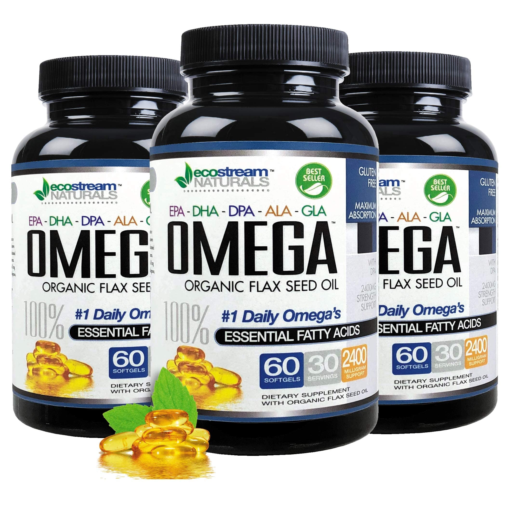 ecostream Naturals Omega 3-6-9 Blend soft gels in hand