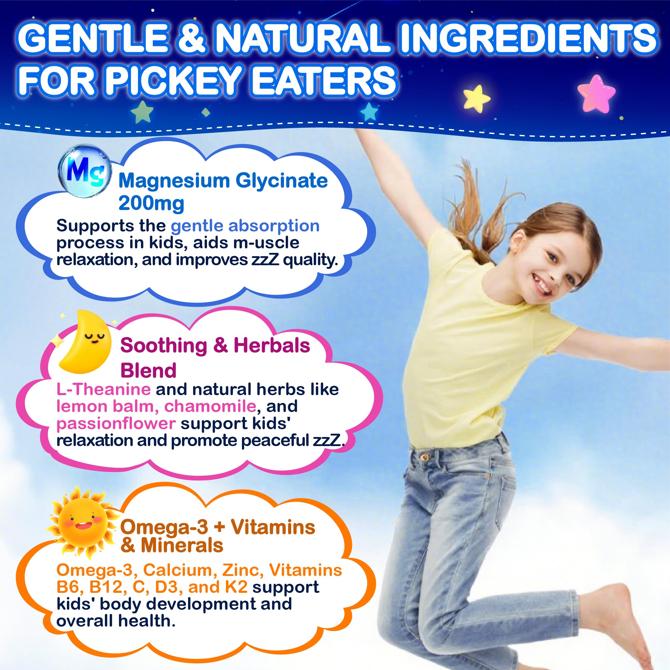Edmmyliy Kids Magnesium Gummies ingredients list on the back of the bottle