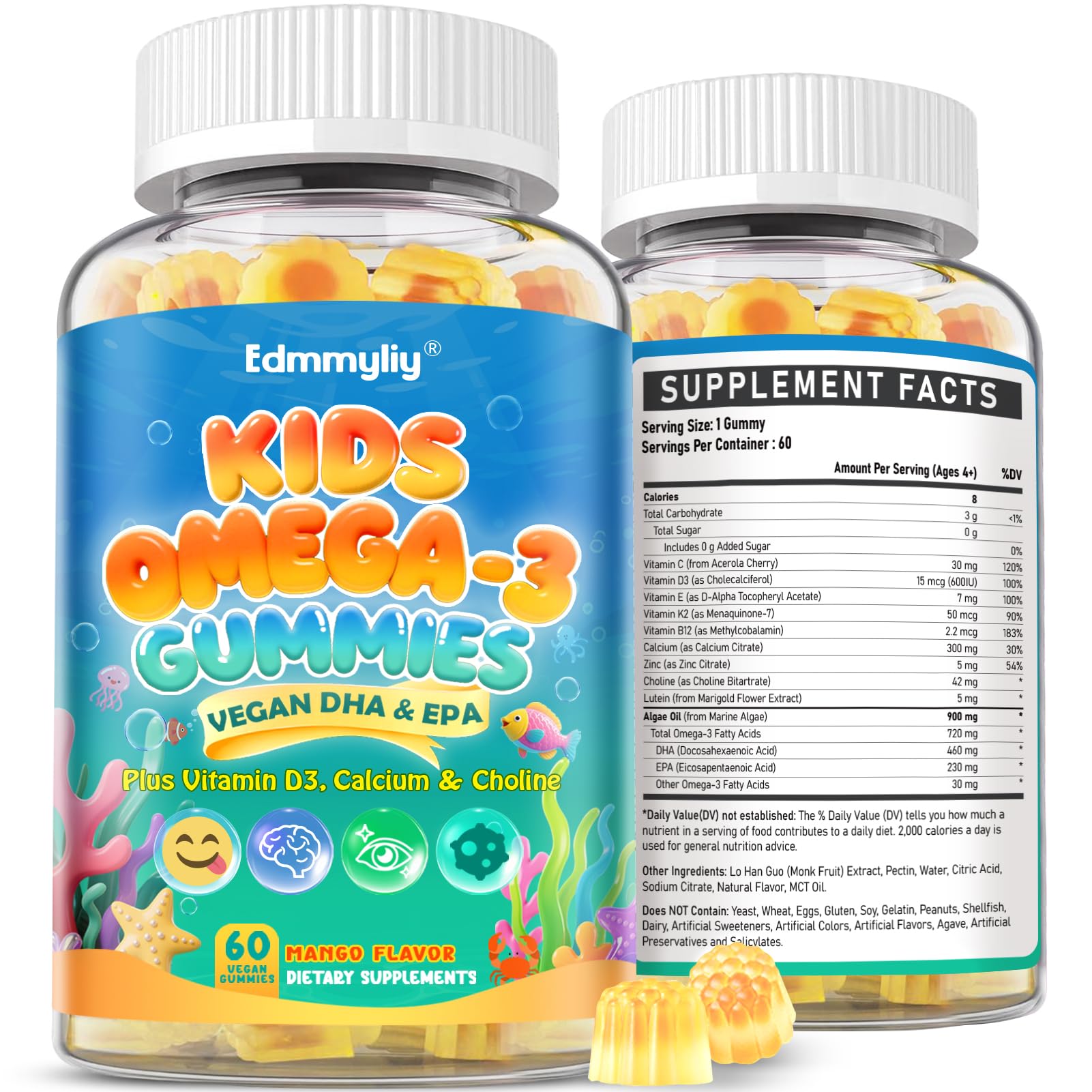 Edmmyliy Kids Omega 3 Gummies bottle front view