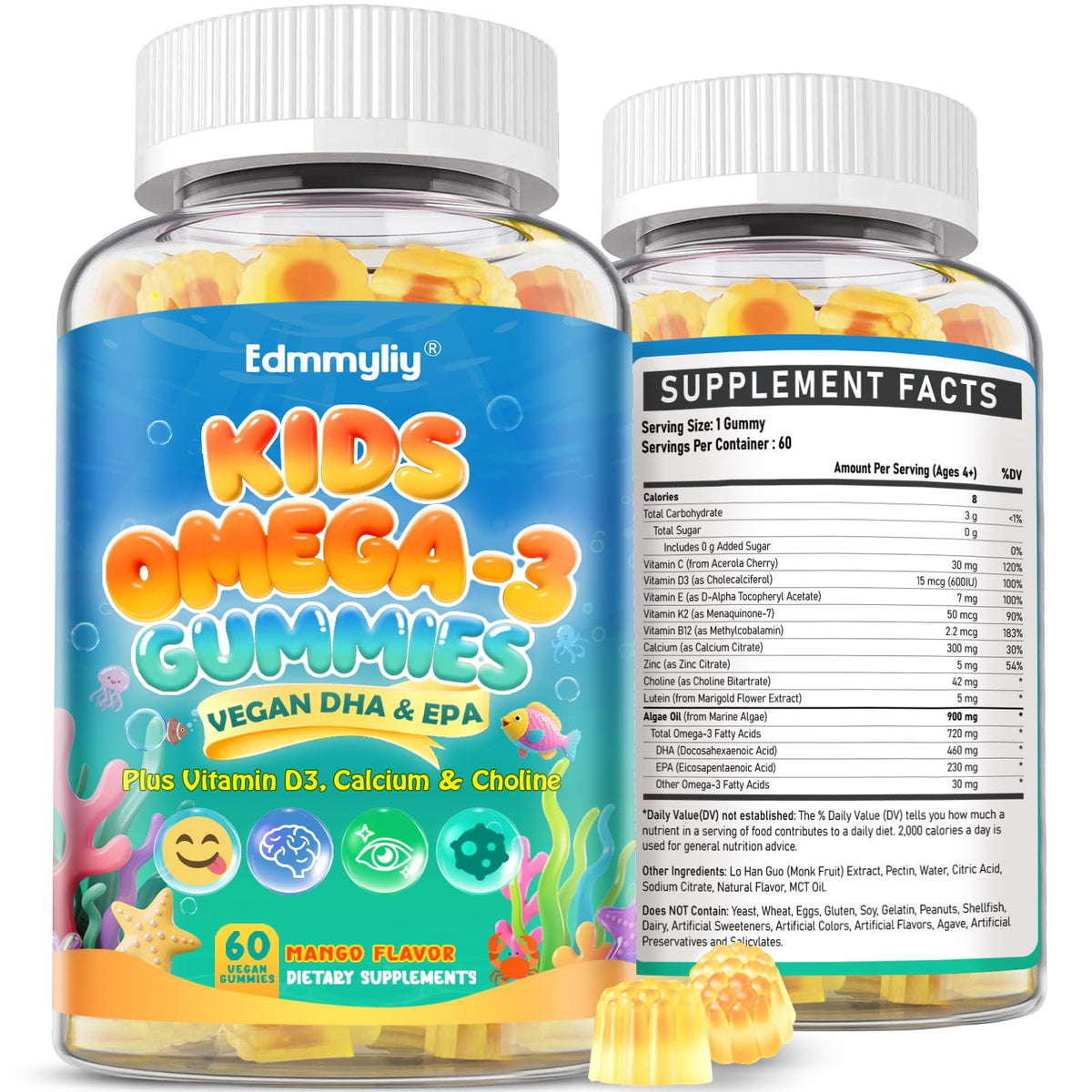 Edmmyliy Kids Omega 3 Gummies bottle front view