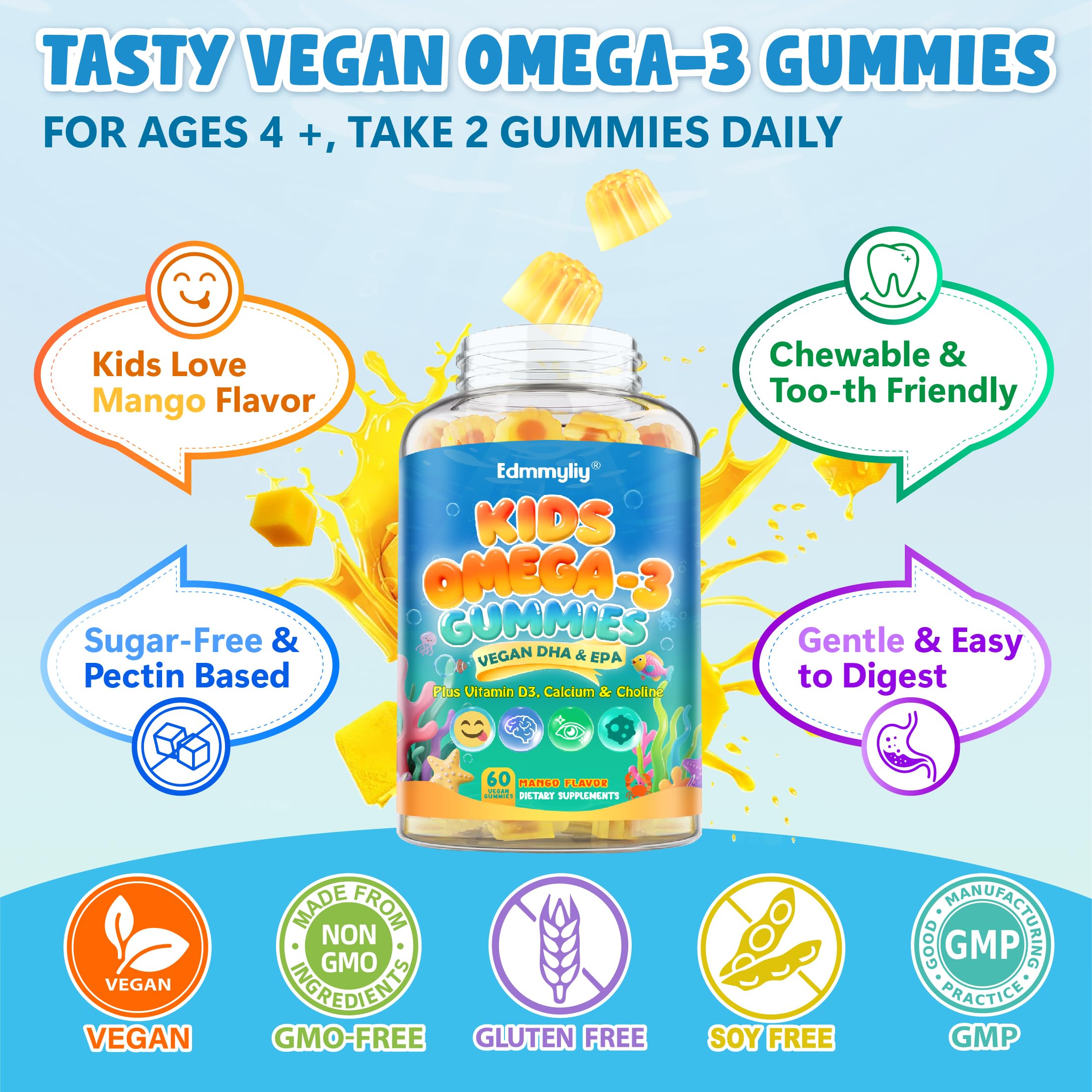 Edmmyliy Kids Omega 3 Gummies close-up