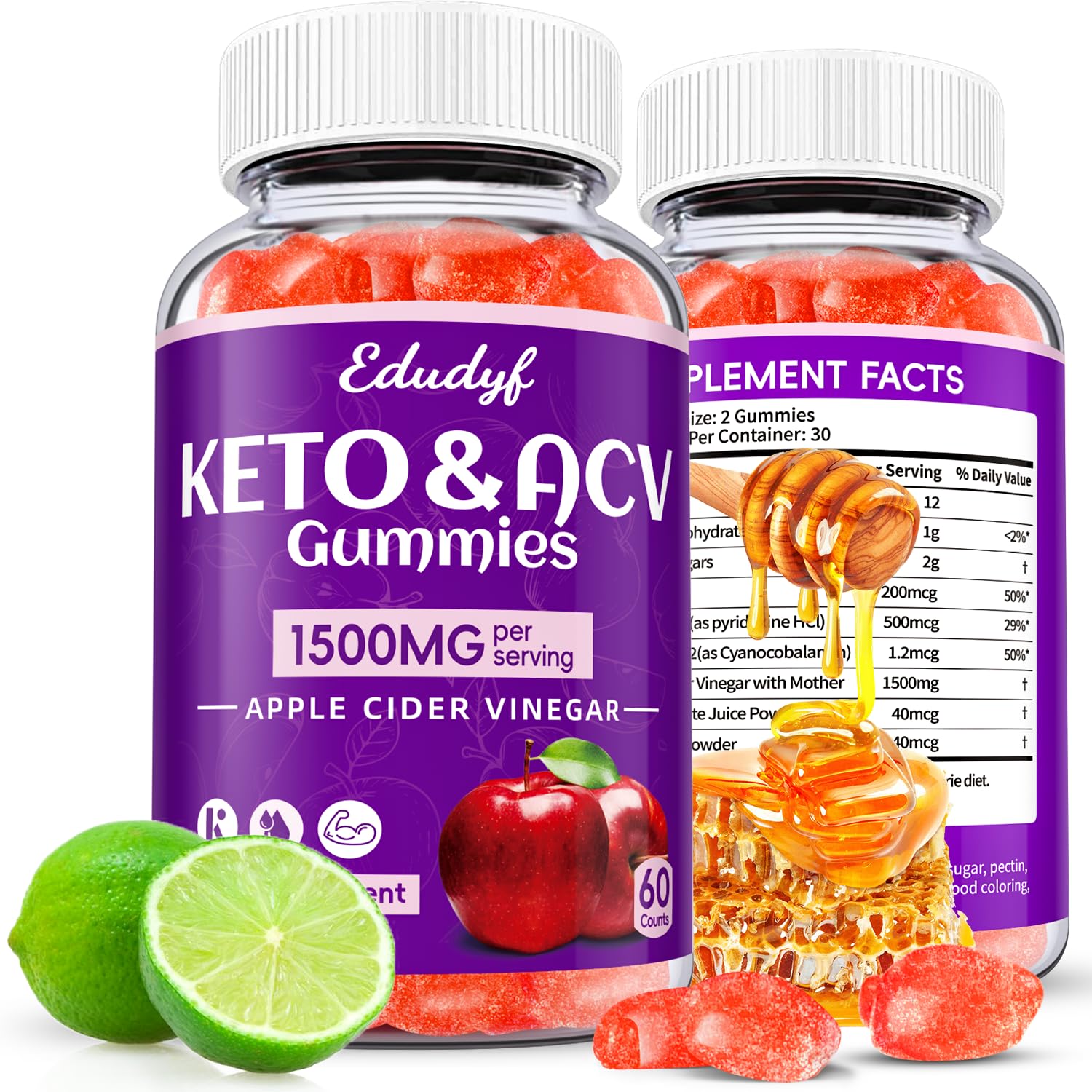 EDUDYF Keto ACV Gummies front view in travel-friendly bottle