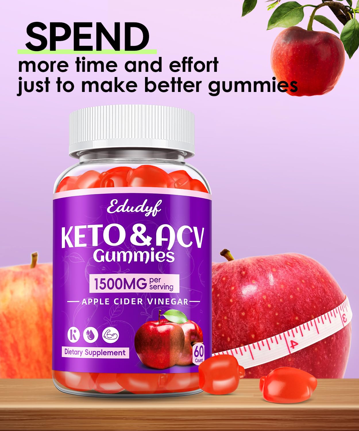 EDUDYF Keto ACV Gummies packaging with nutritional information