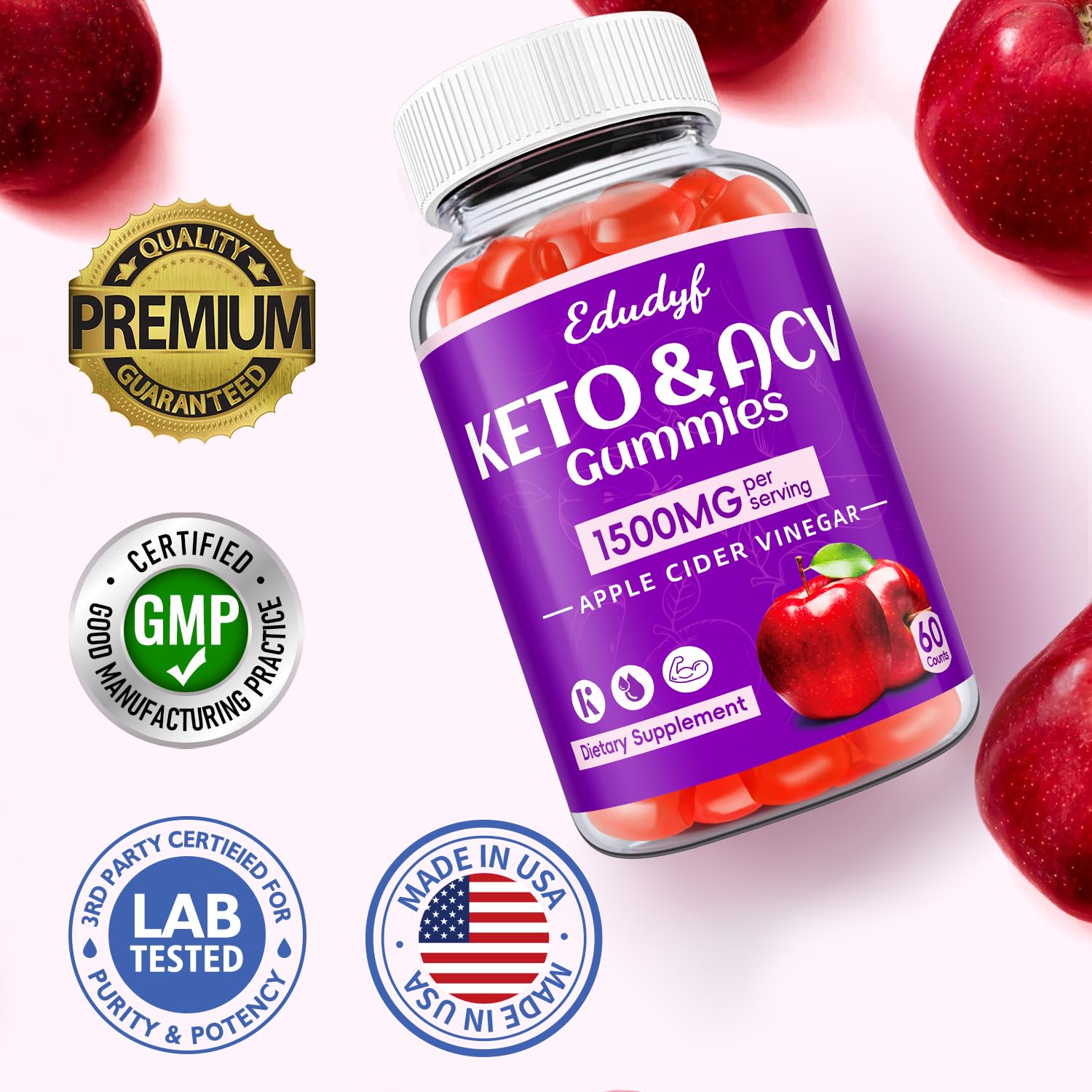 EDUDYF Keto ACV Gummies with fresh apples and vinegar