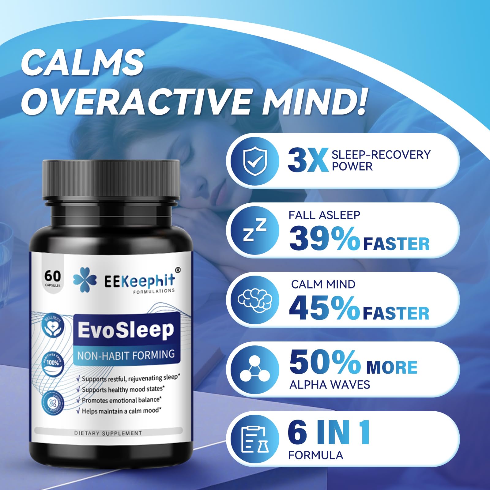 EEKEEPHIT Sleep Complex 5-in-1 Formula capsules in bottle