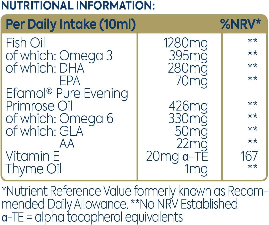 Efamol Efalex Brain Formula Liquid 150ml on a kitchen counter