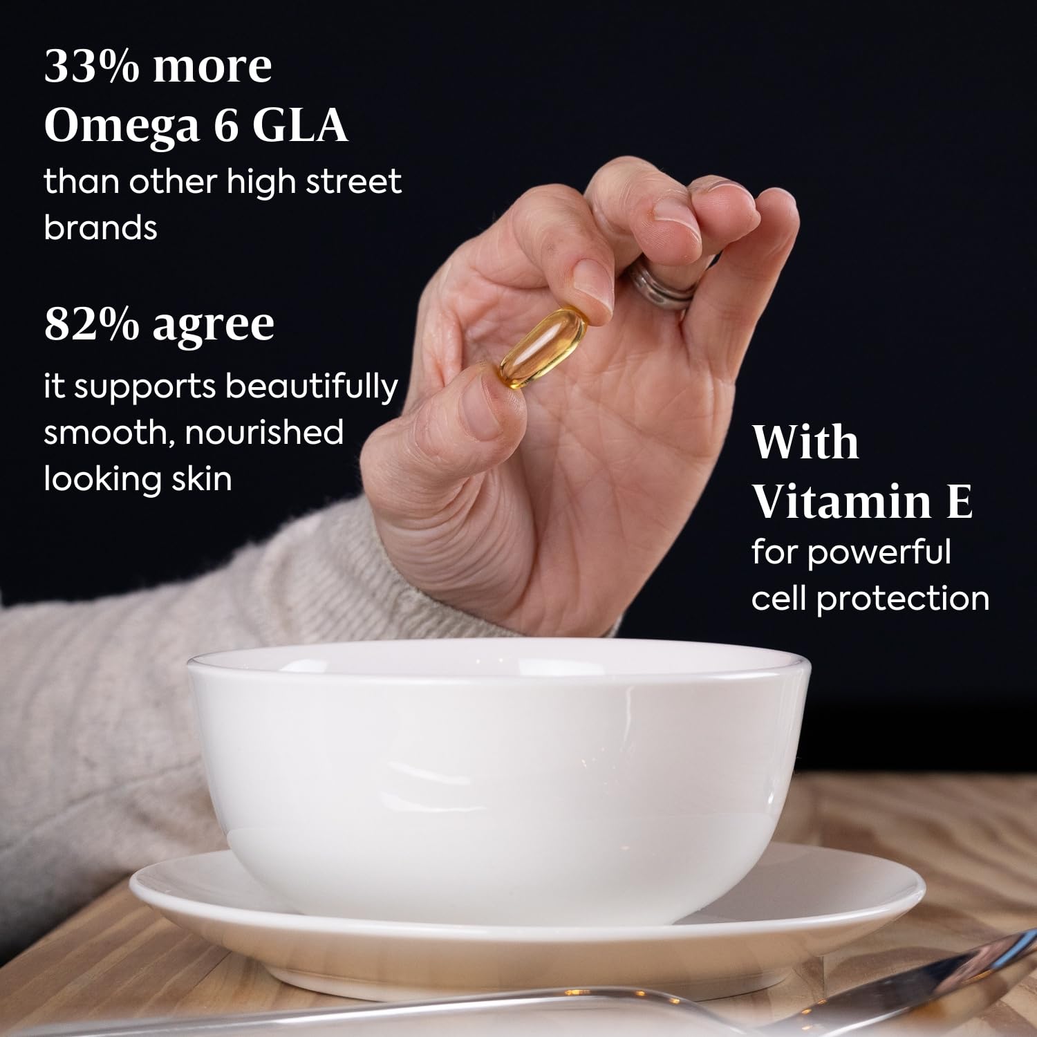 Efamol Epo 1000mg capsules in a hand