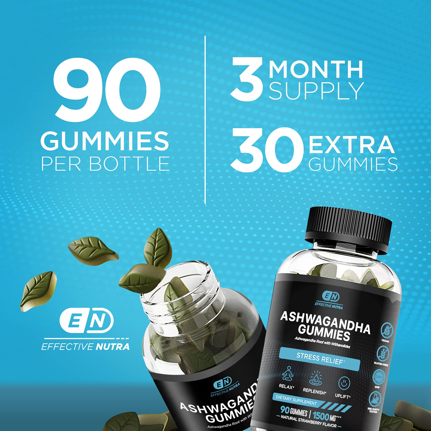 Effective Nutra Ashwagandha Gummies bottle side view