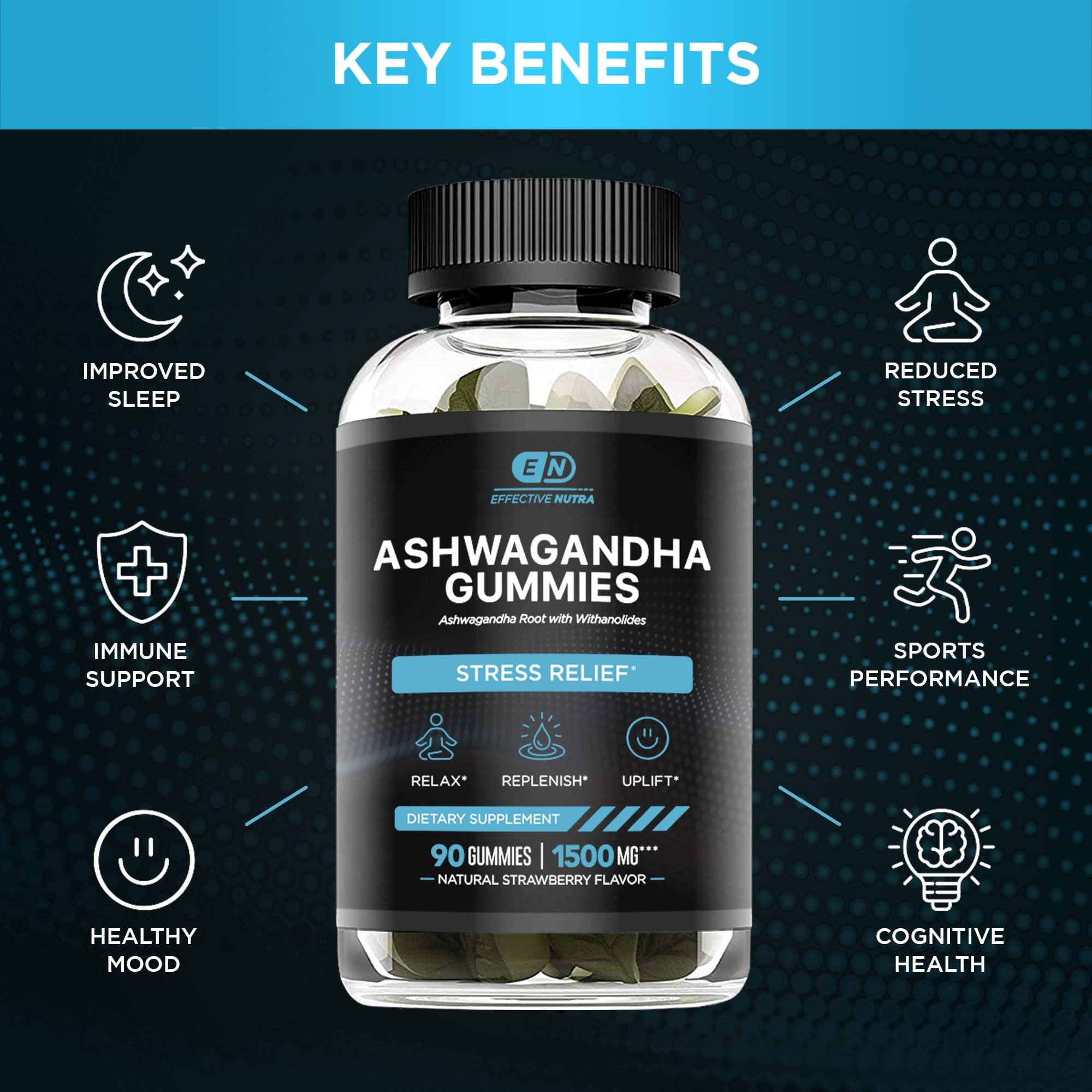 Effective Nutra Ashwagandha Gummies showing gummies inside