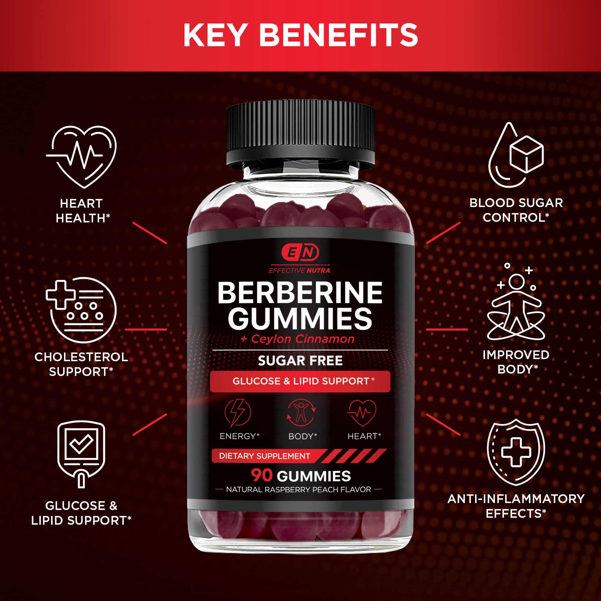 Effective Nutra Berberine Gummies side view showing gummy texture