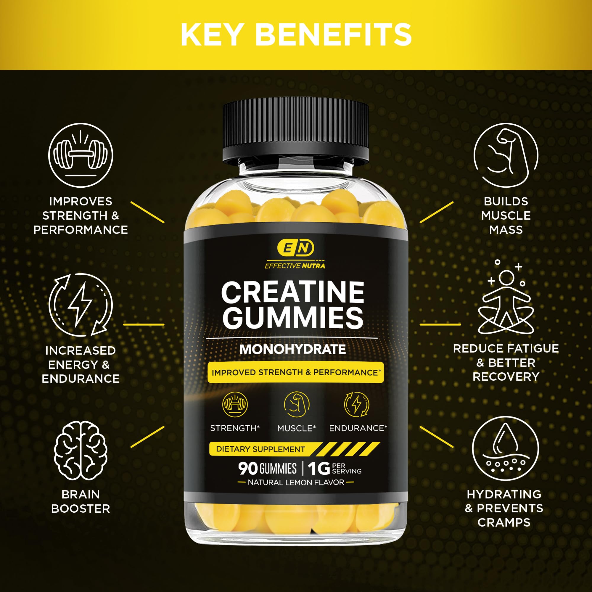 Effective Nutra Creatine Gummies showing gummy texture and colour
