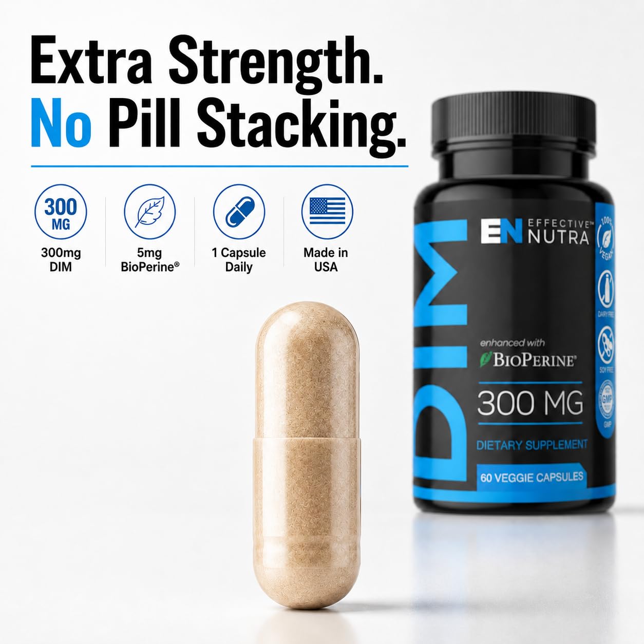 Effective Nutra DIM Supplement 300mg capsule close-up