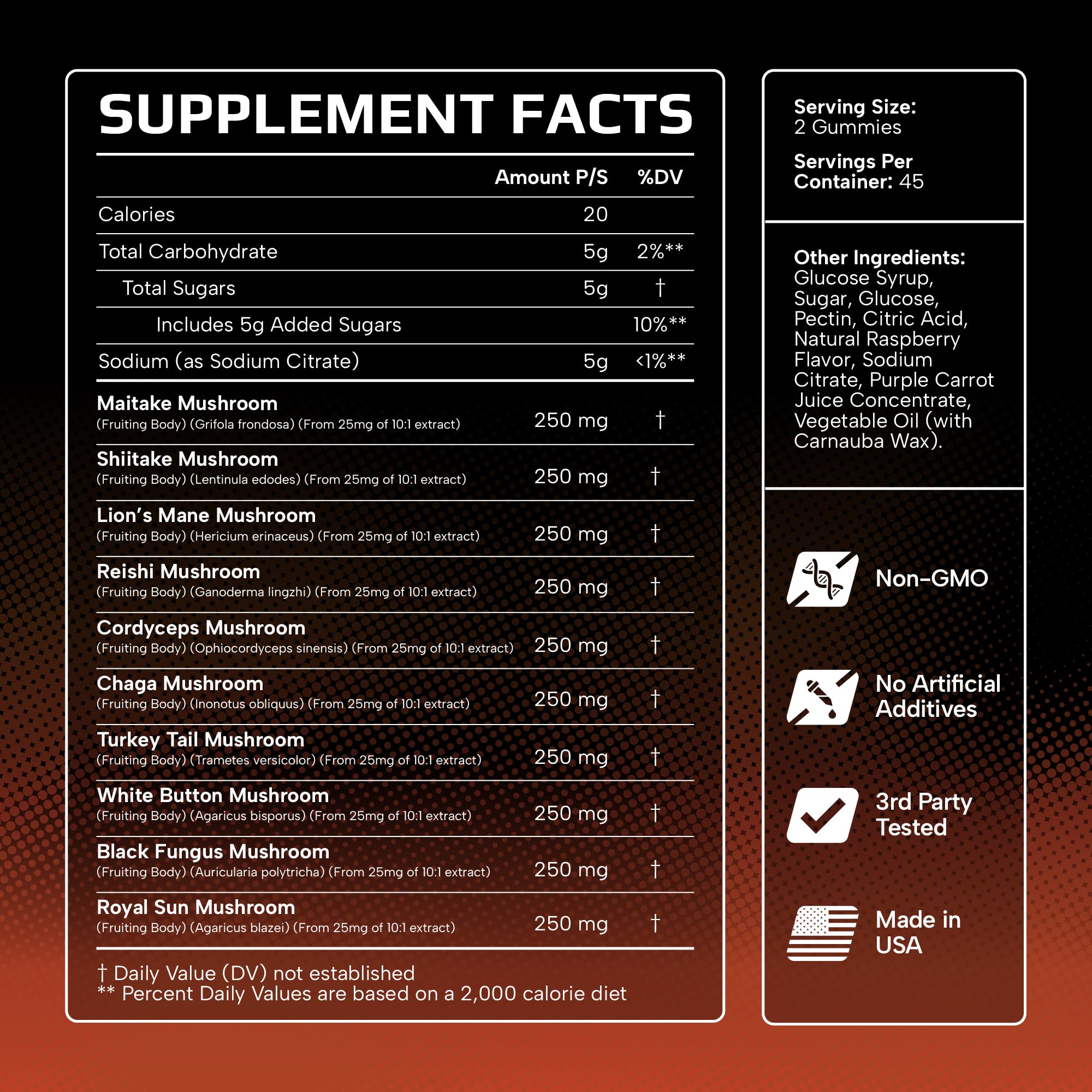Effective Nutra Mushroom Gummies 2500mg on a kitchen counter