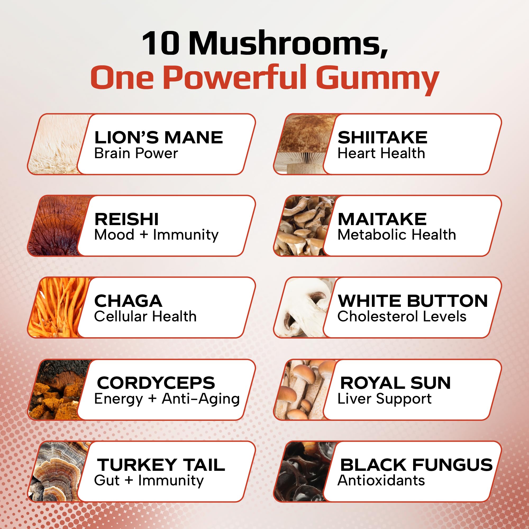 Effective Nutra Mushroom Gummies 2500mg raspberry flavour gummies
