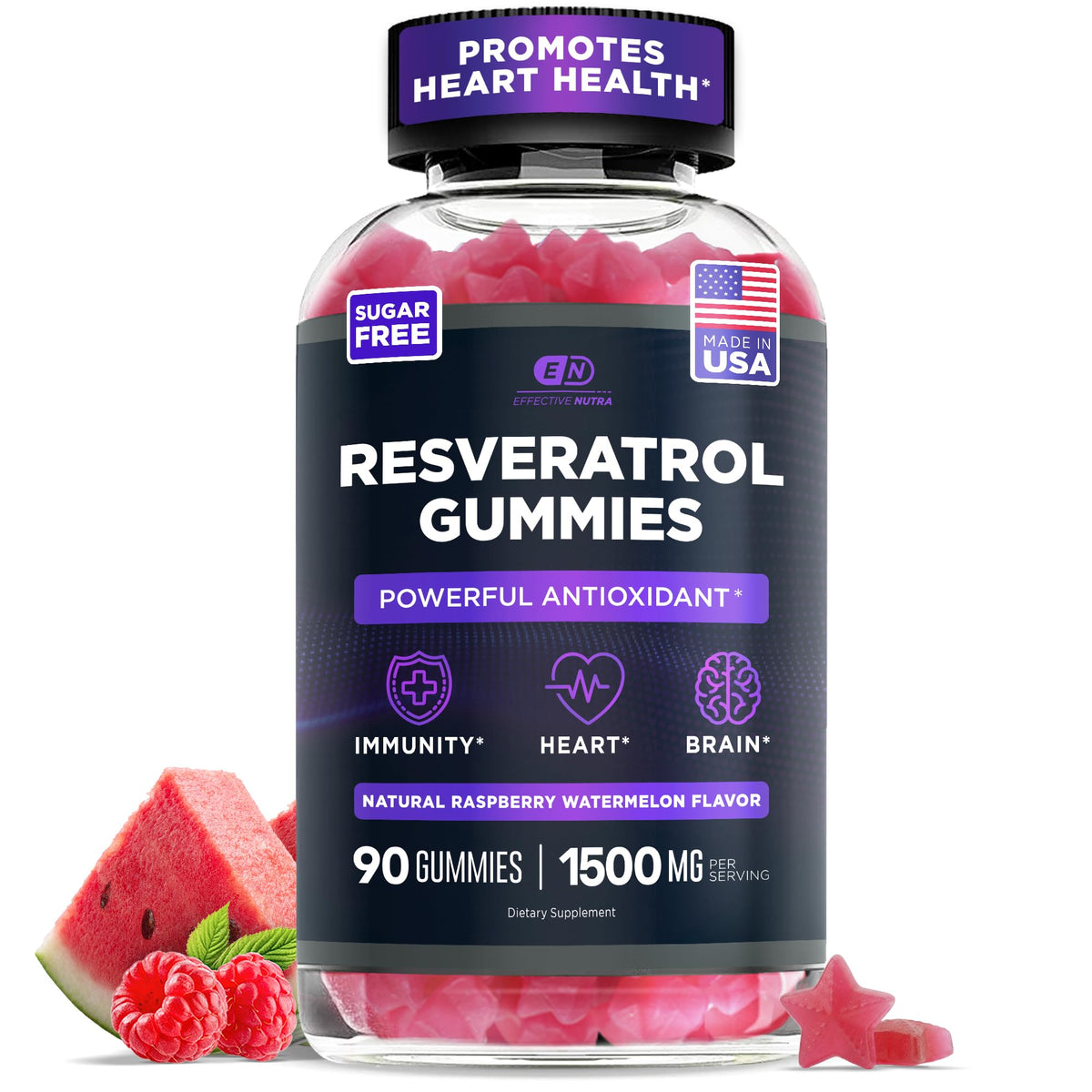 Effective Nutra Resveratrol Gummies 1500MG front view