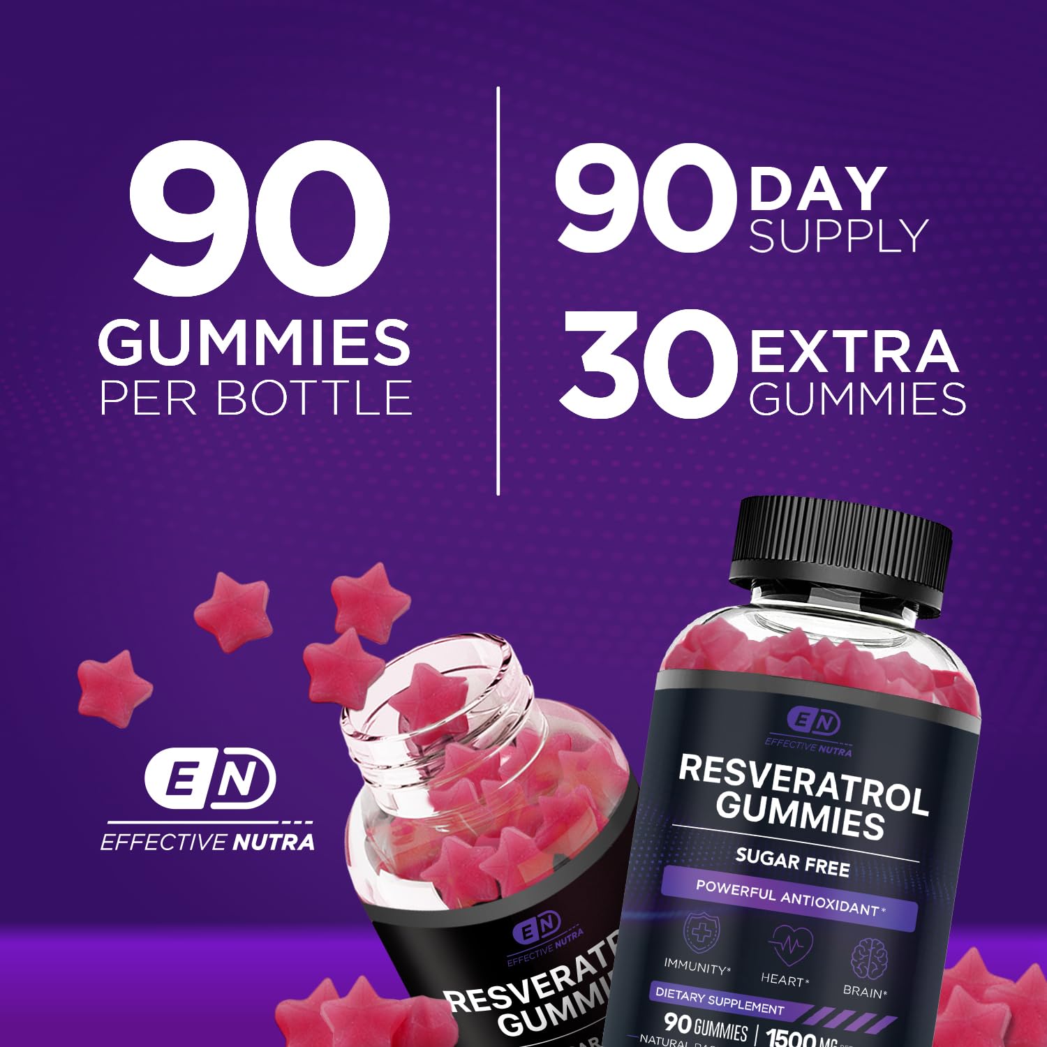 Effective Nutra Resveratrol Gummies on a wooden table