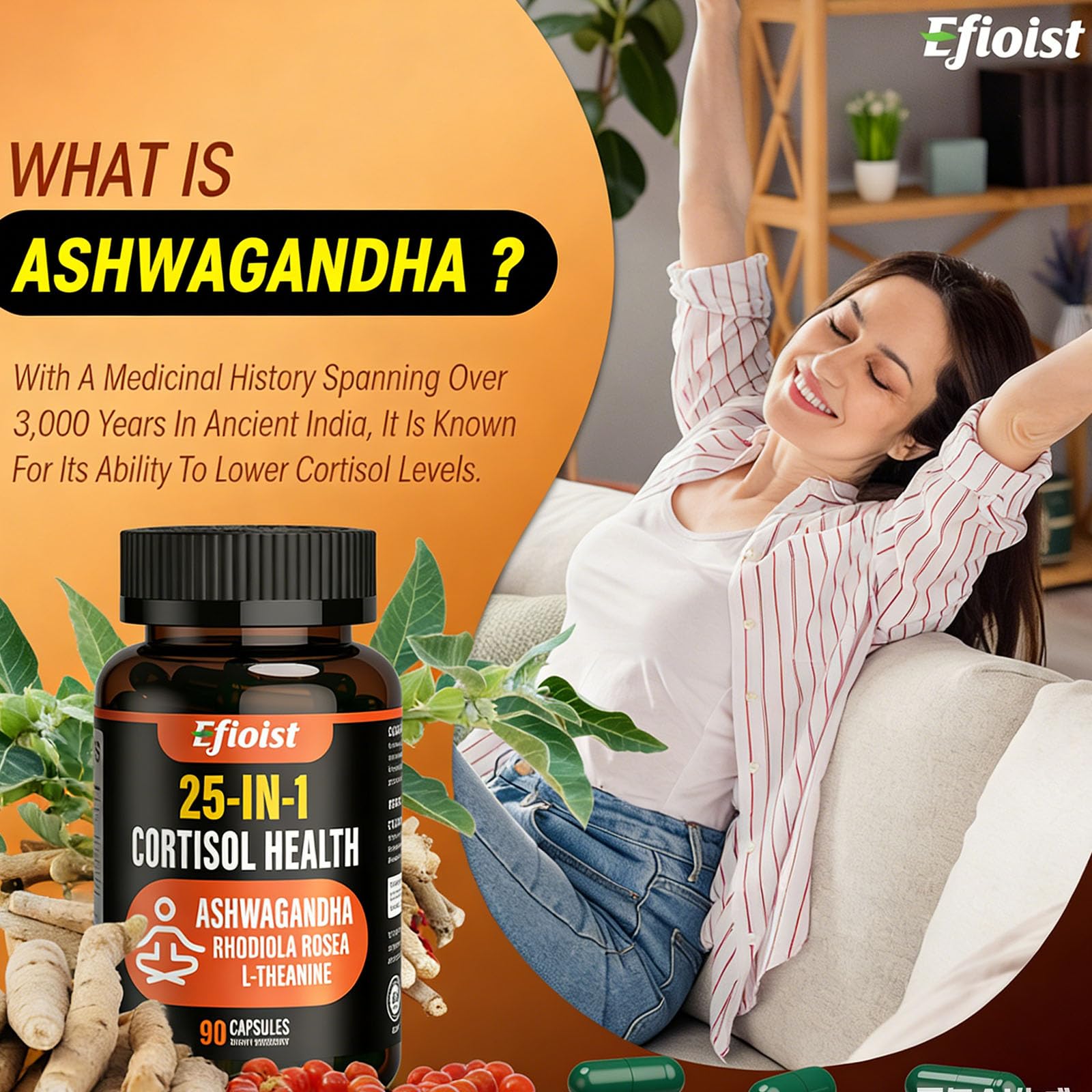 Efioist Ashwagandha 25-in-1 Herbal Supplement back view
