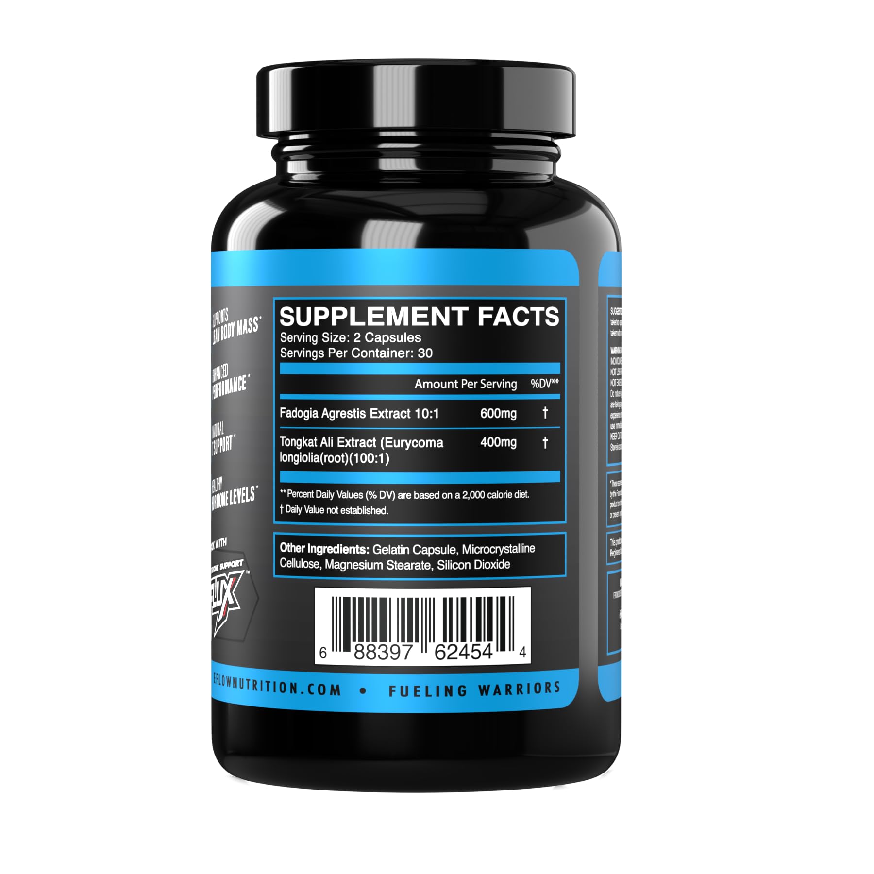 eFlow Nutrition Blended Vitamin & Mineral Supplement with a glass of water