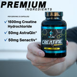 eFlow Nutrition Creatine Capsules packaging dimensions on a table