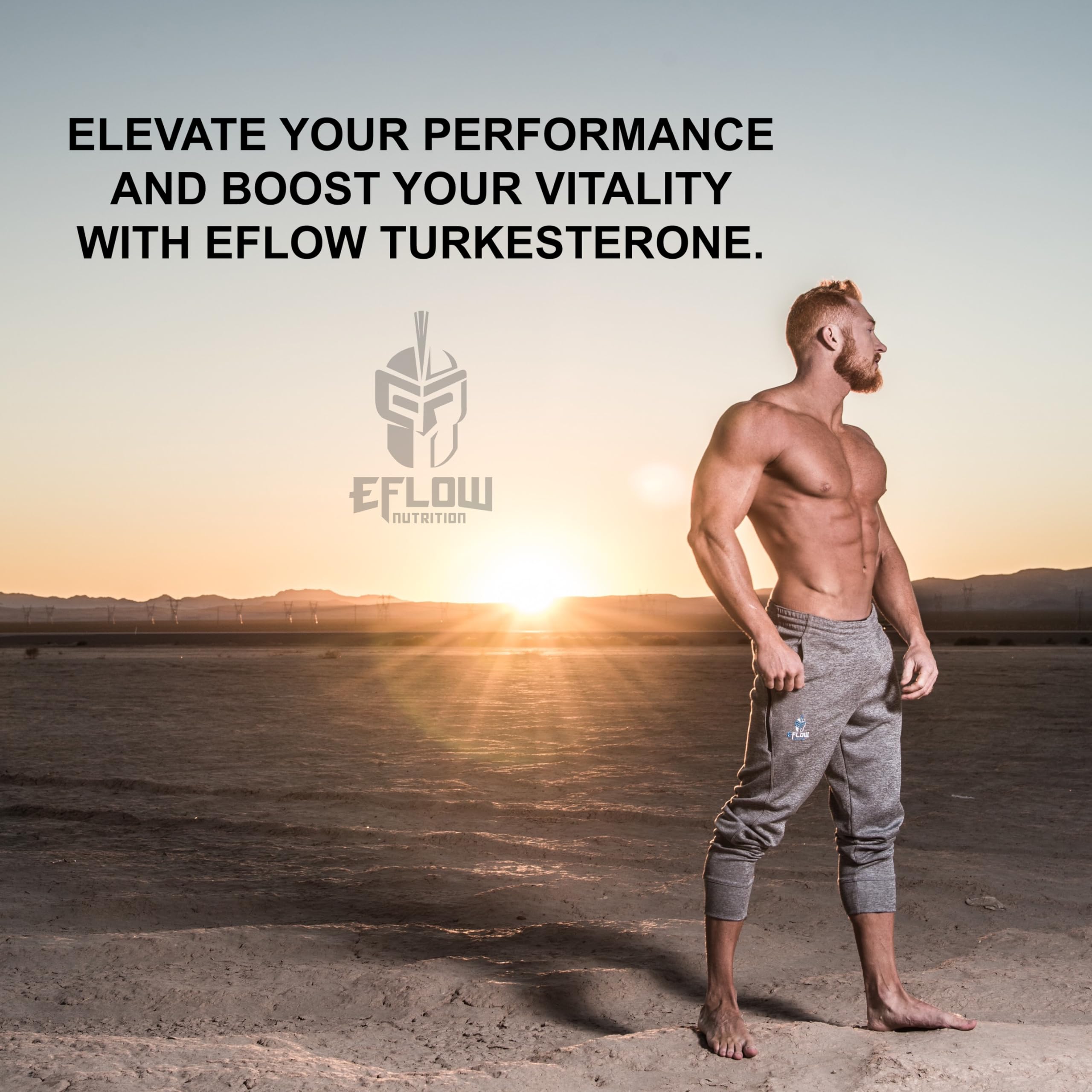 eFlow Nutrition Turkesterone Supplement 75g displayed with healthy foods