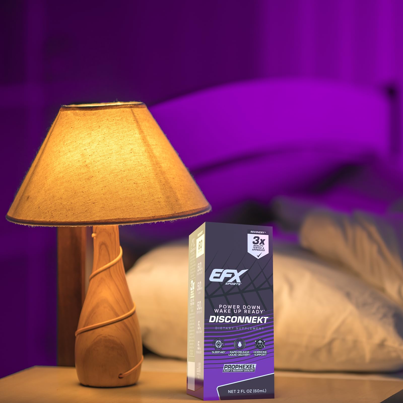 EFX Sports Disconnekt Liquid Sleep Formula with workout gear